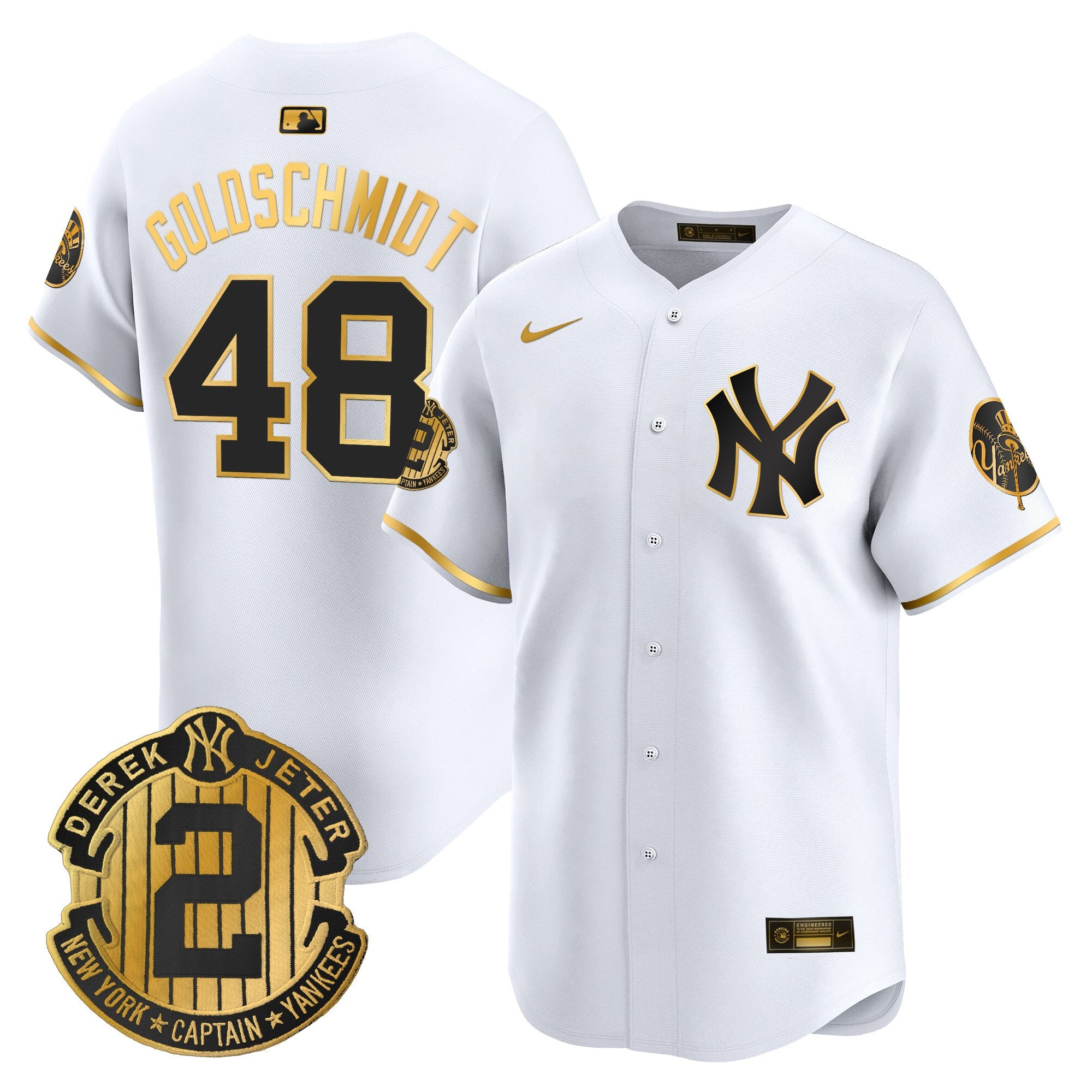 Men's New York Yankees Throwback Vapor Premier Limited Jersey - Derek Jeter Patch - All Stitched