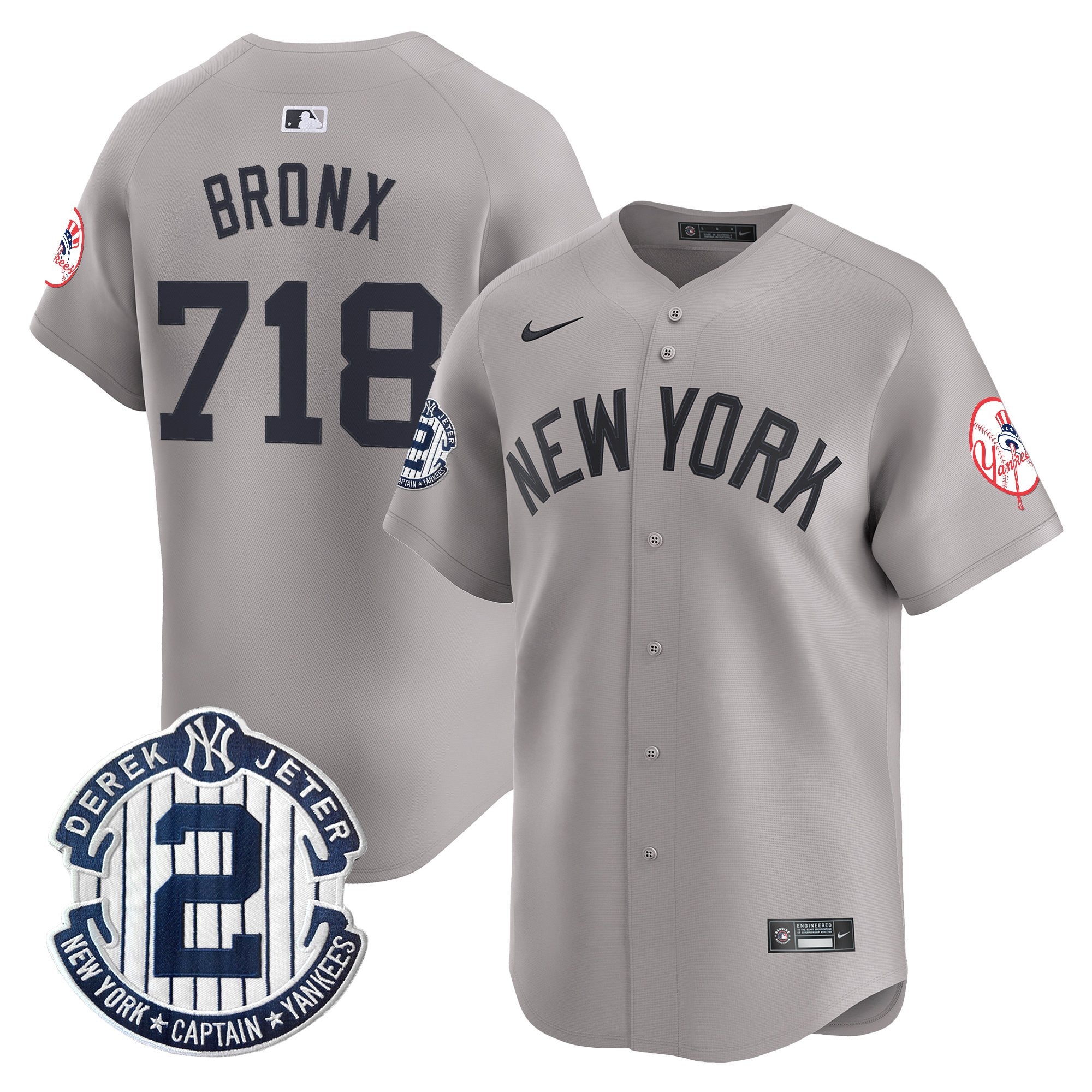 Men's New York Yankees Throwback Vapor Premier Limited Jersey - Derek Jeter Patch - All Stitched