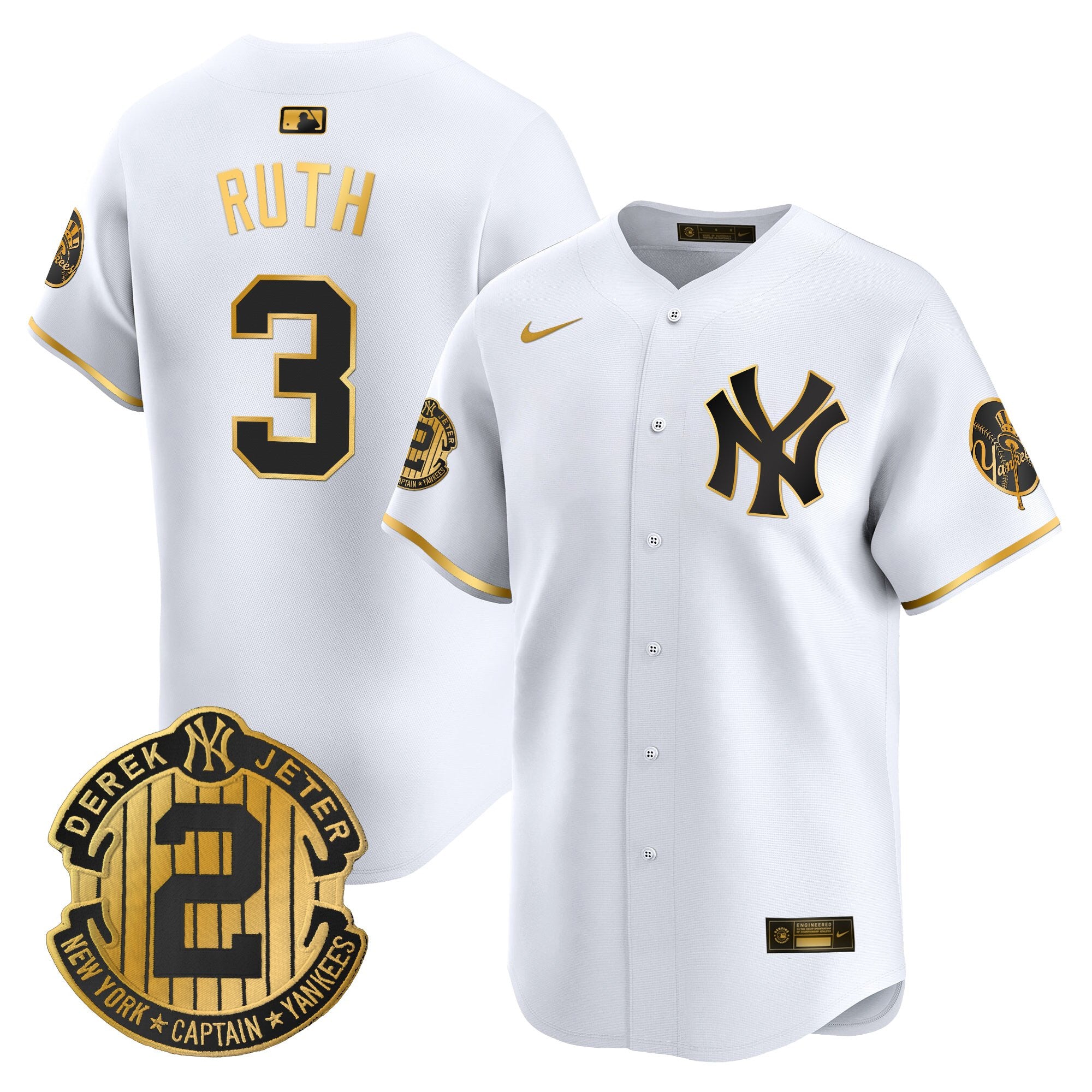 Men's New York Yankees Throwback Vapor Premier Limited Jersey - Derek Jeter Patch - All Stitched