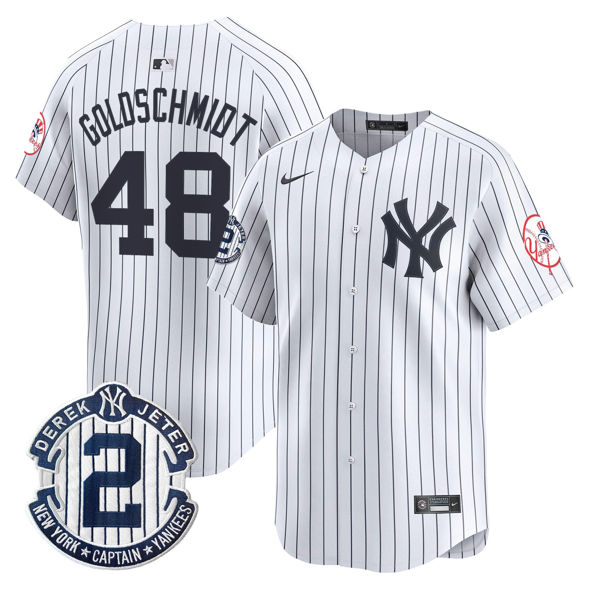 Men's New York Yankees Throwback Vapor Premier Limited Jersey - Derek Jeter Patch - All Stitched