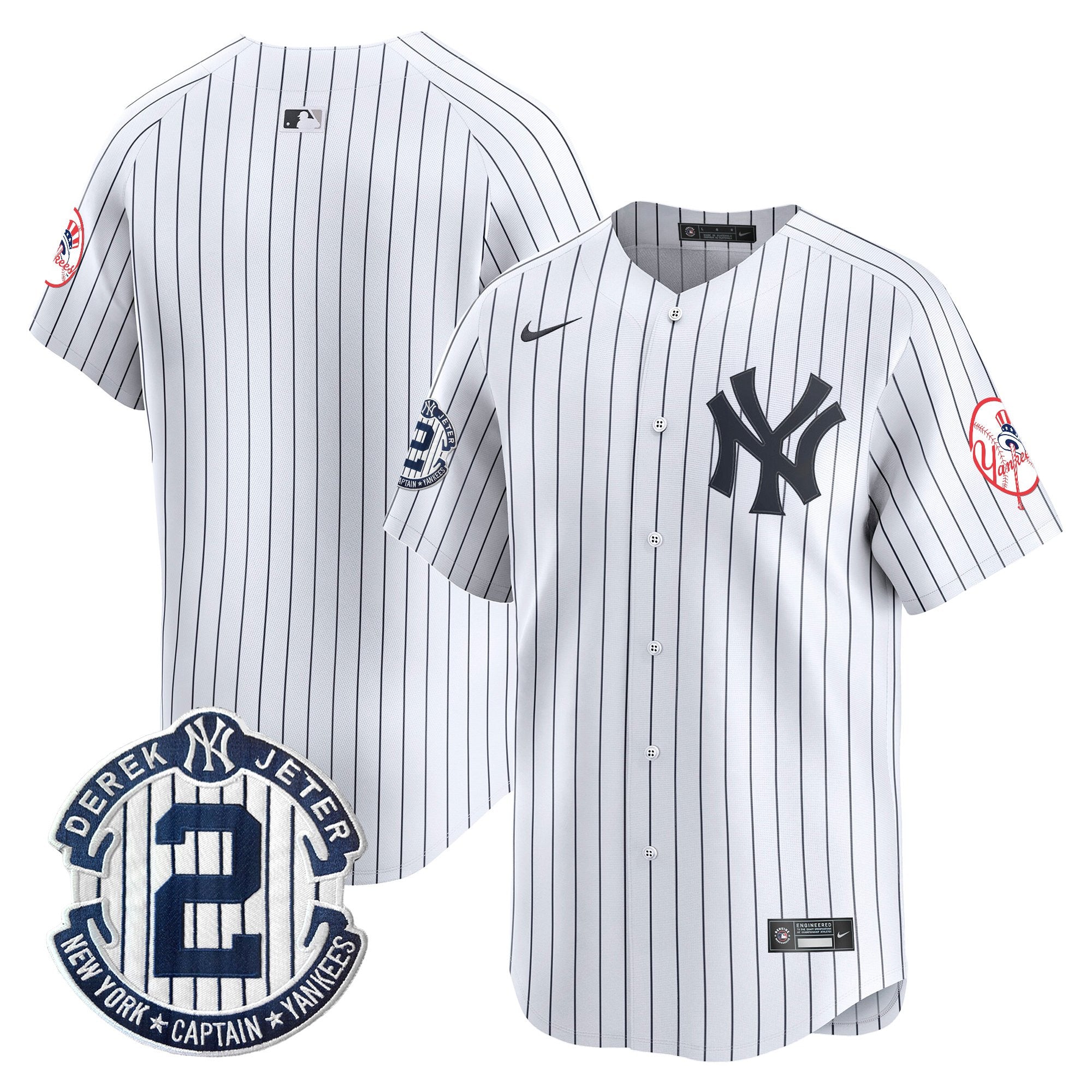 Men's New York Yankees Throwback Vapor Premier Limited Jersey - Derek Jeter Patch - All Stitched