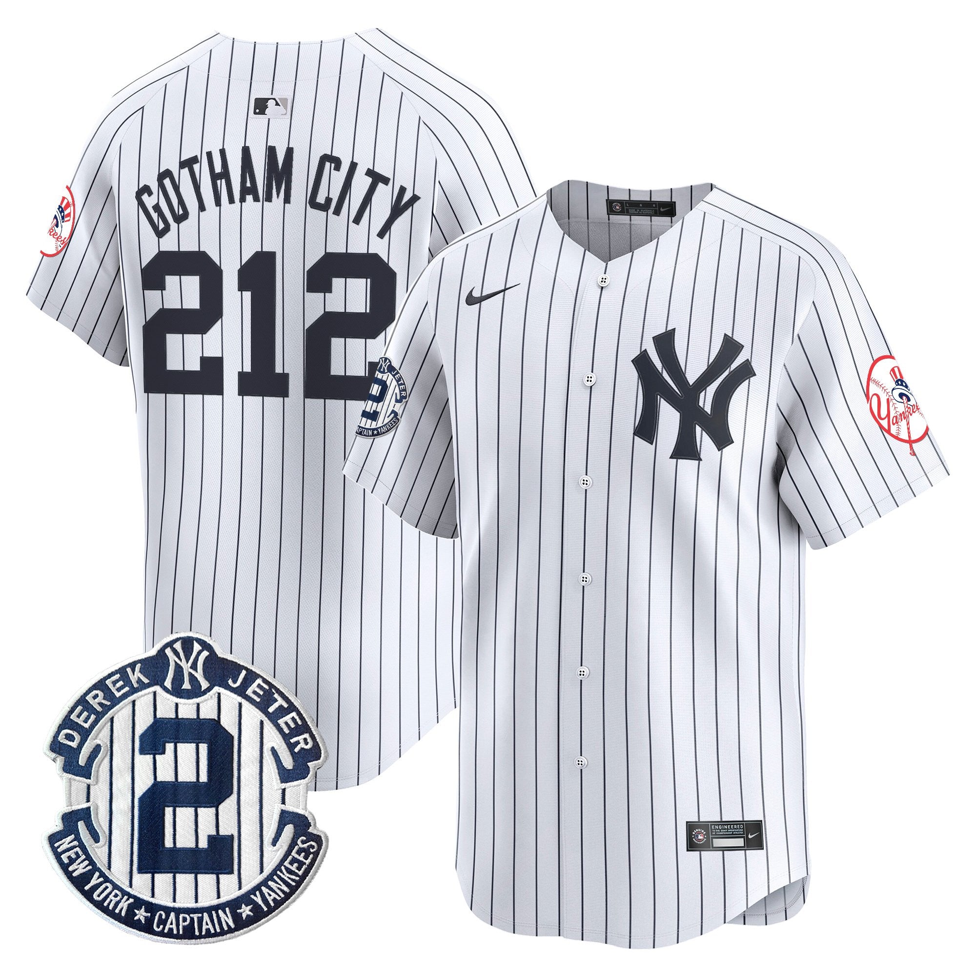 Men's New York Yankees Throwback Vapor Premier Limited Jersey - Derek Jeter Patch - All Stitched