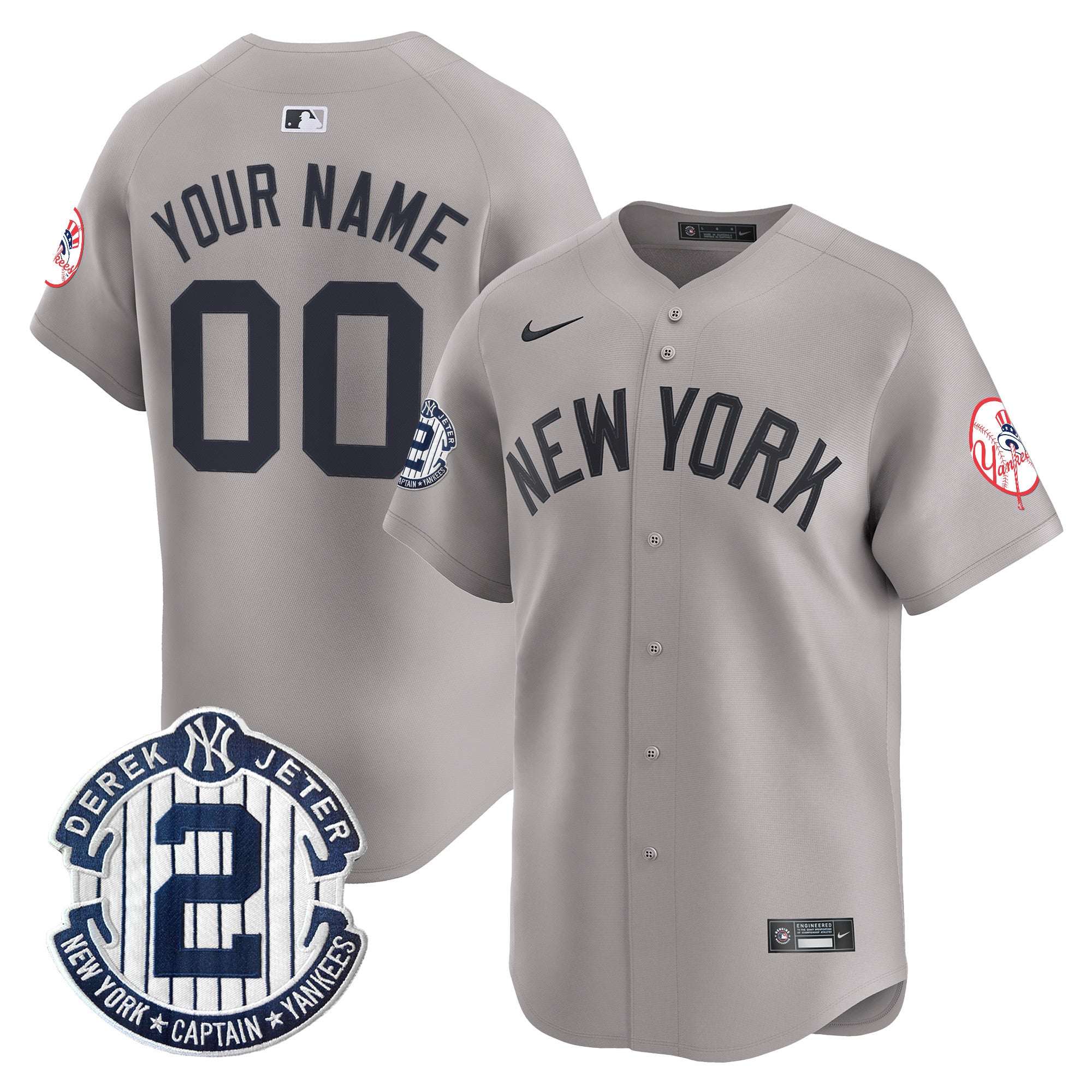 New York Yankees Throwback Vapor Premier Limited Custom Jersey - Derek Jeter Patch - All Stitched