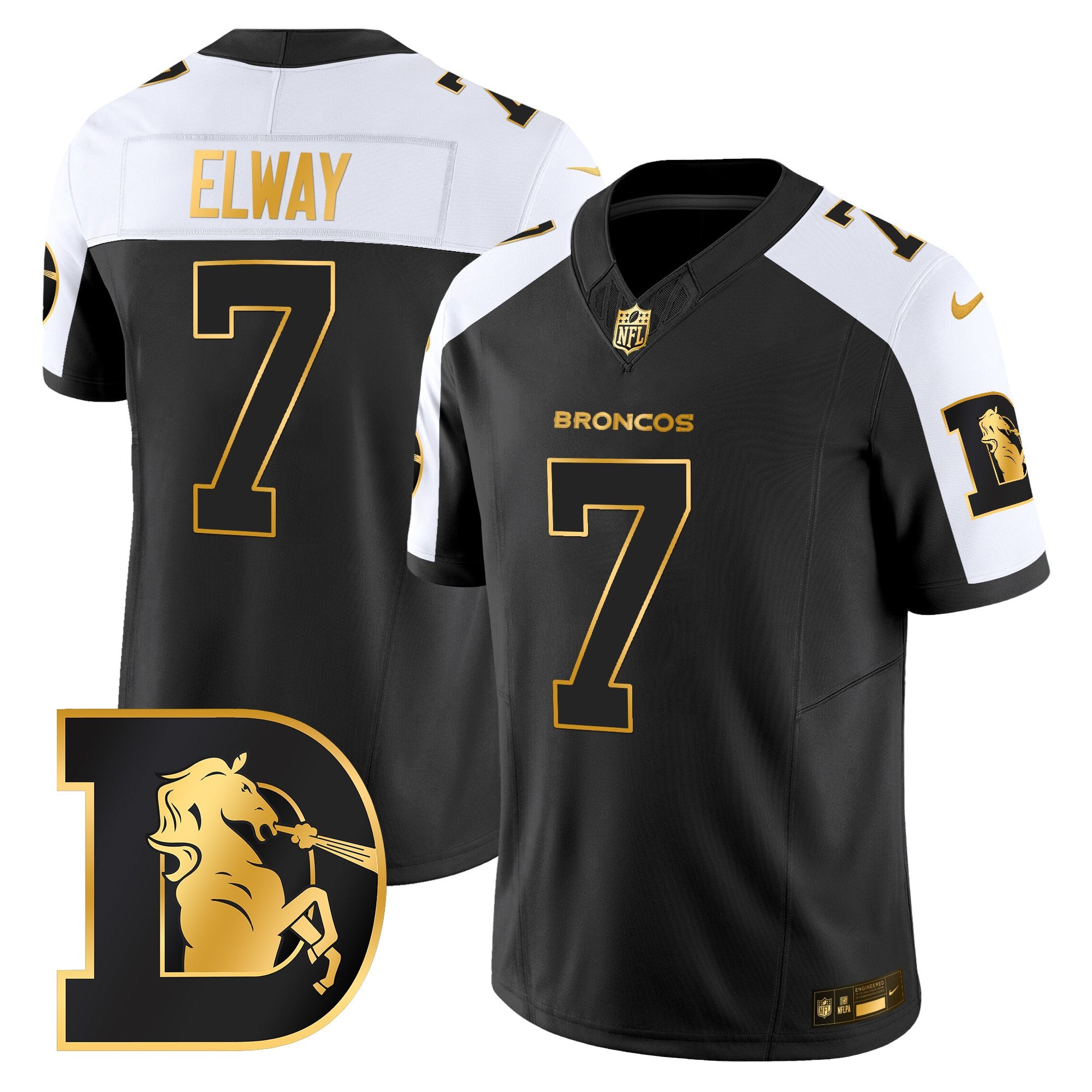 Men's Denver Broncos Throwback Gold Vapor Limited Jersey - All Stitched