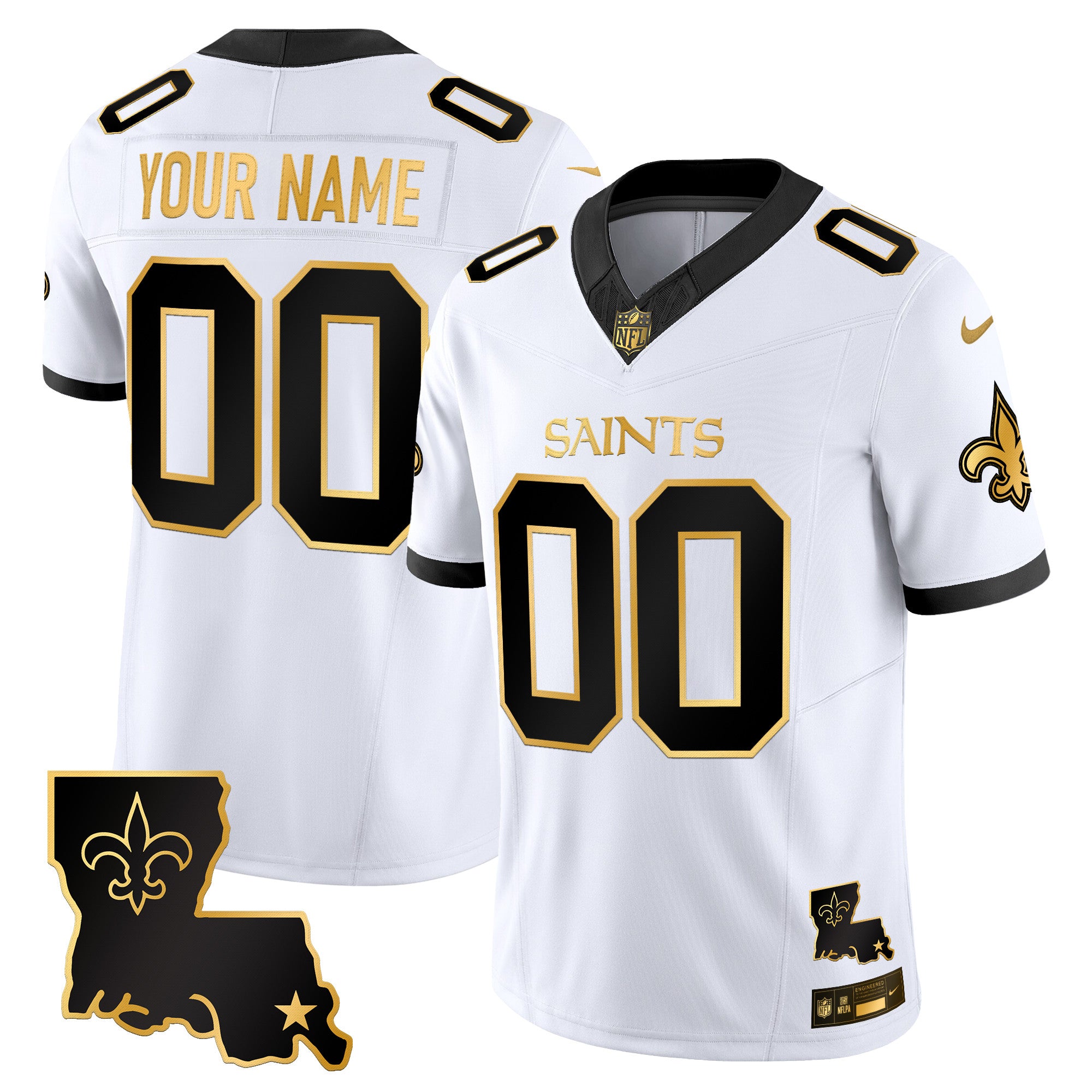 New Orleans Saints 2025 Gold Vapor Limited Custom Jersey - All Stitched