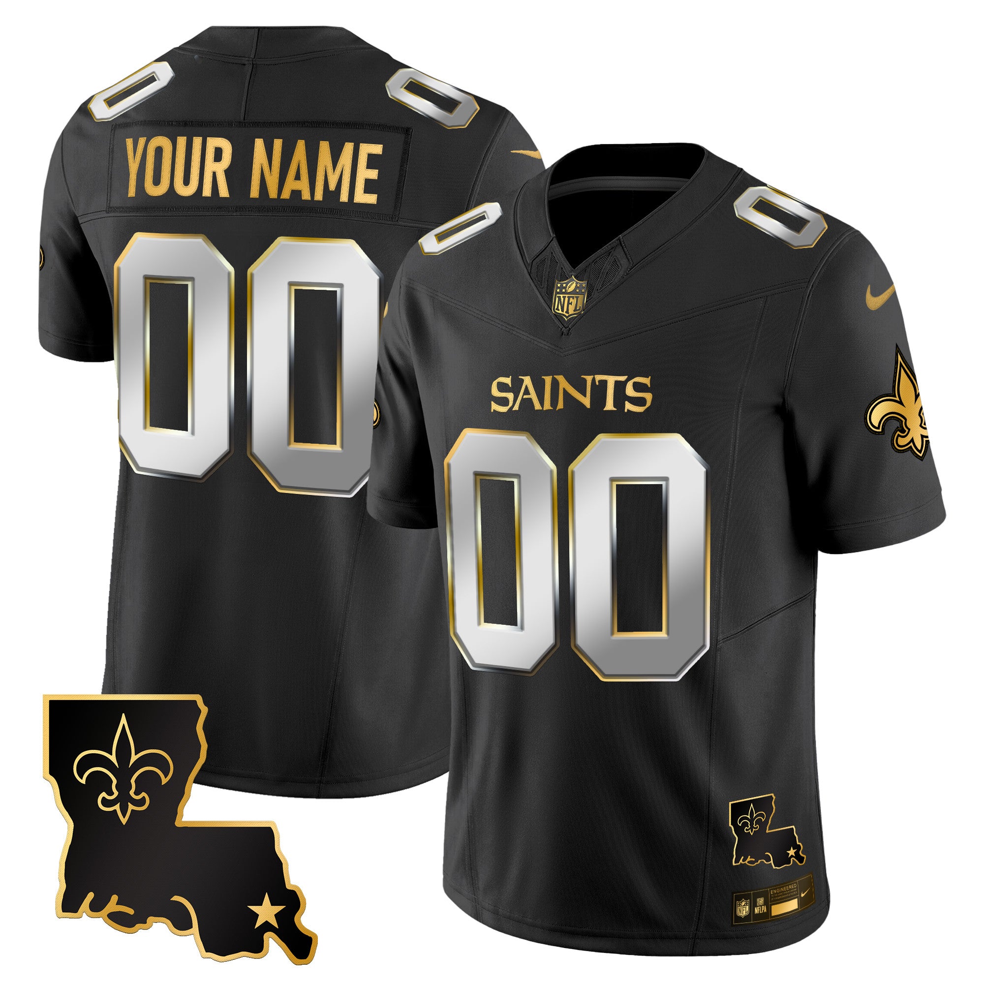 New Orleans Saints 2025 Gold Vapor Limited Custom Jersey - All Stitched