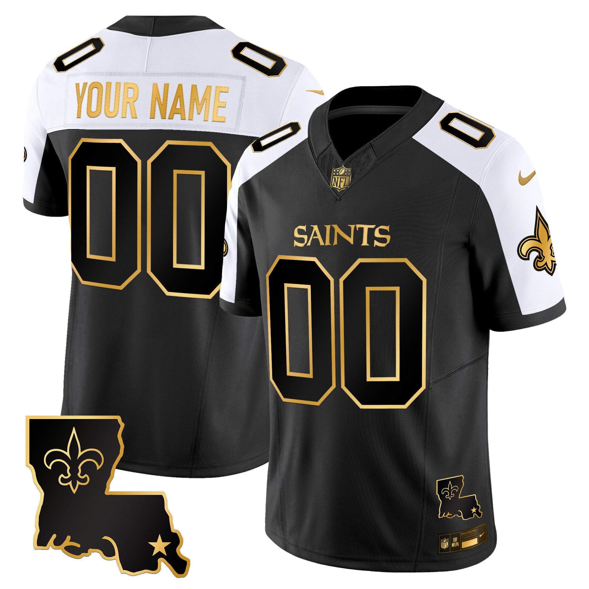 New Orleans Saints 2025 Gold Vapor Limited Custom Jersey - All Stitched
