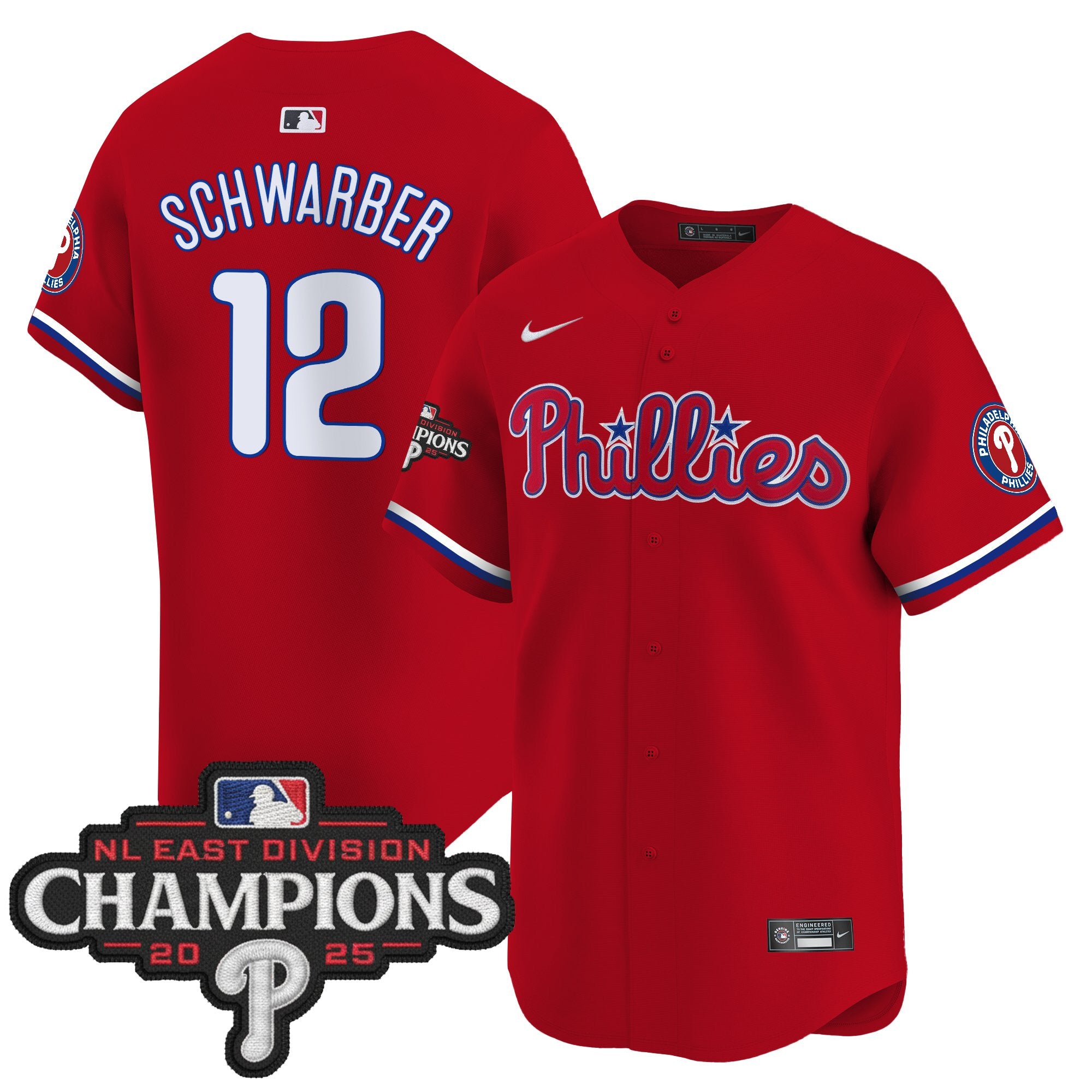 Men's Philadelphia Phillies 2025 NL East Division Champions Patch Vapor Premier Limited Jersey - All Stitched