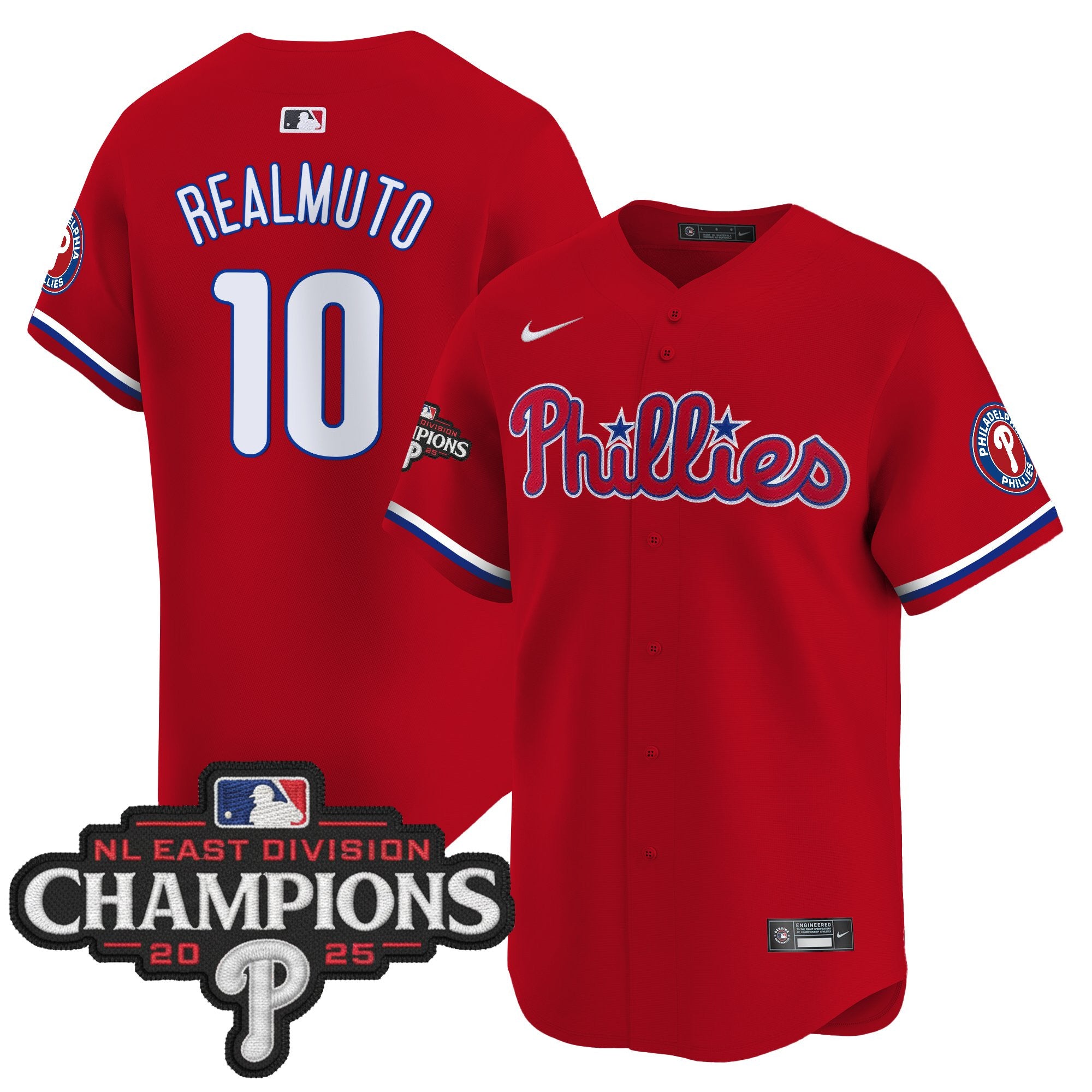 Men's Philadelphia Phillies 2025 NL East Division Champions Patch Vapor Premier Limited Jersey - All Stitched