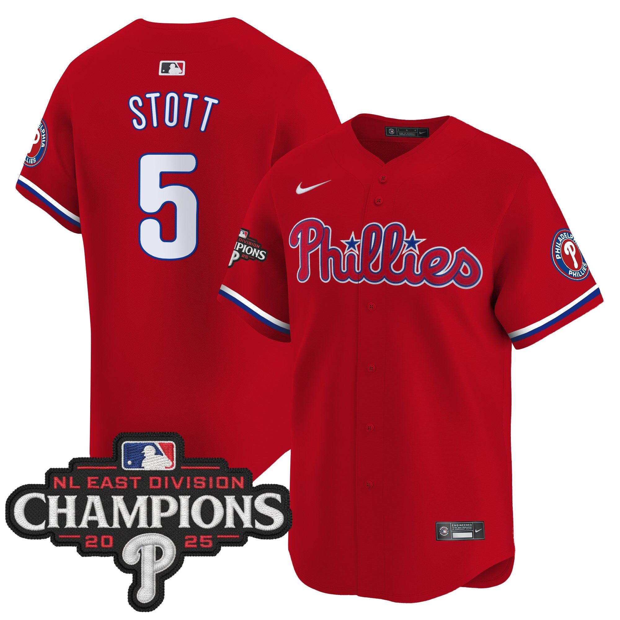 Men's Philadelphia Phillies 2025 NL East Division Champions Patch Vapor Premier Limited Jersey - All Stitched