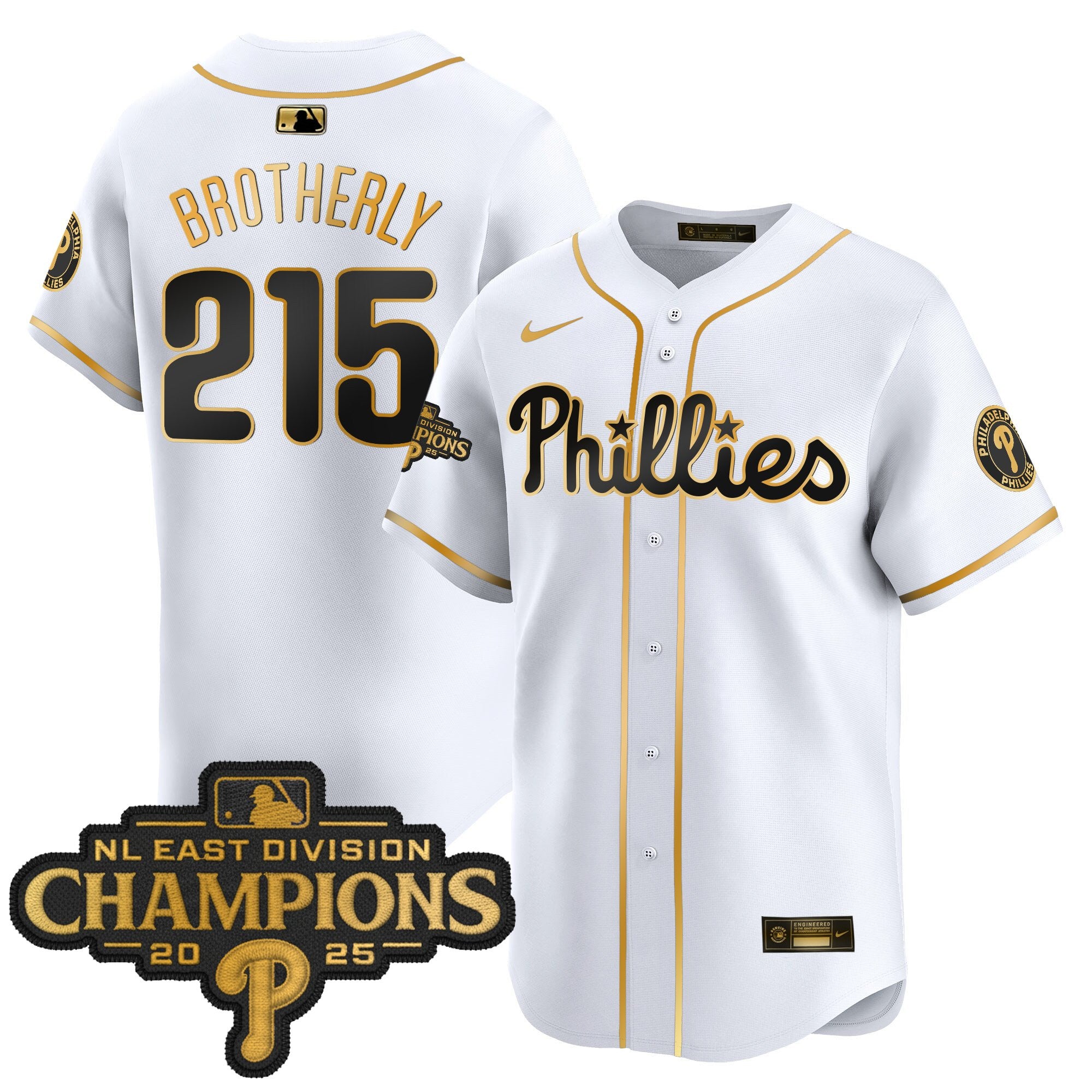 Men's Philadelphia Phillies 2025 NL East Division Champions Patch Vapor Premier Limited Jersey - All Stitched