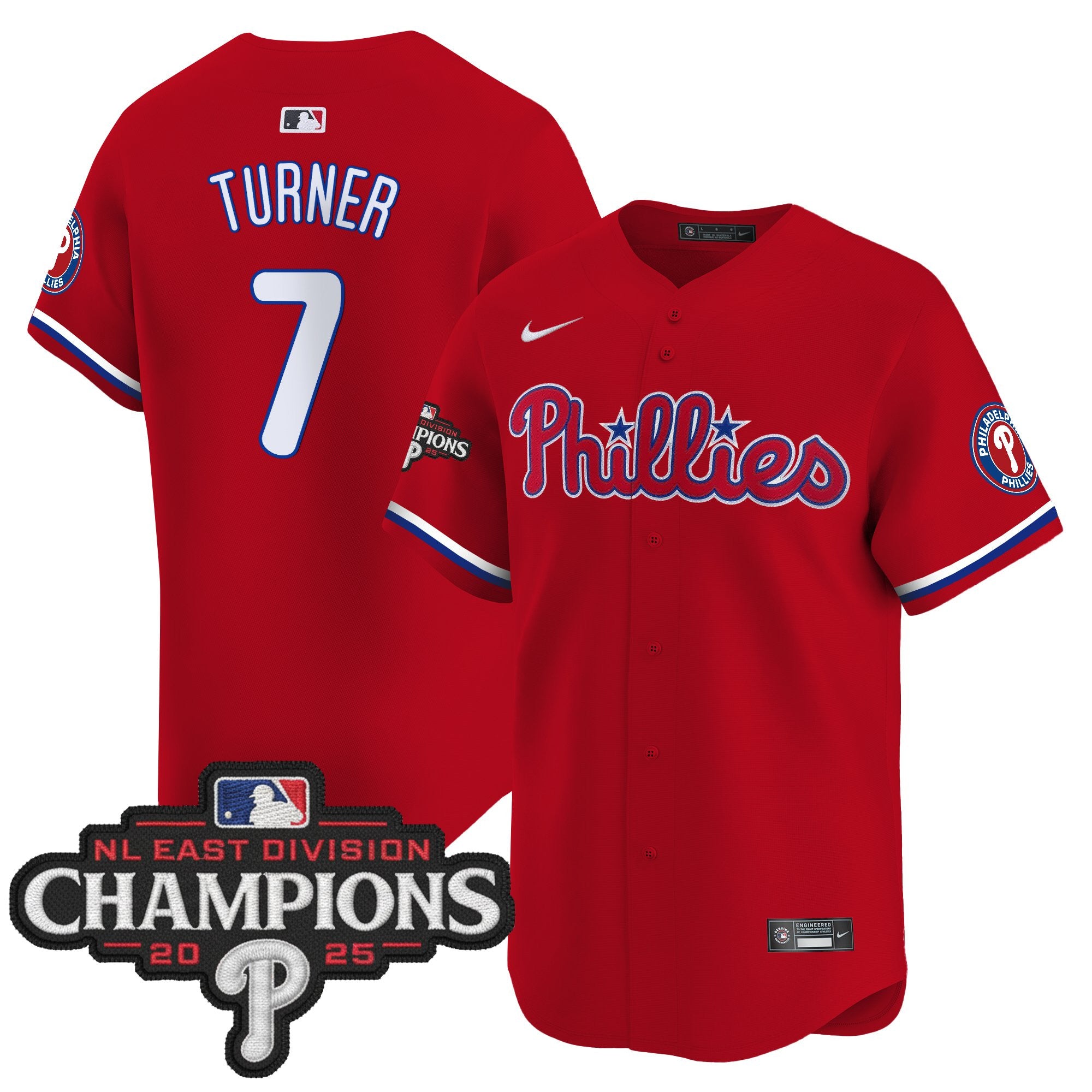 Men's Philadelphia Phillies 2025 NL East Division Champions Patch Vapor Premier Limited Jersey - All Stitched
