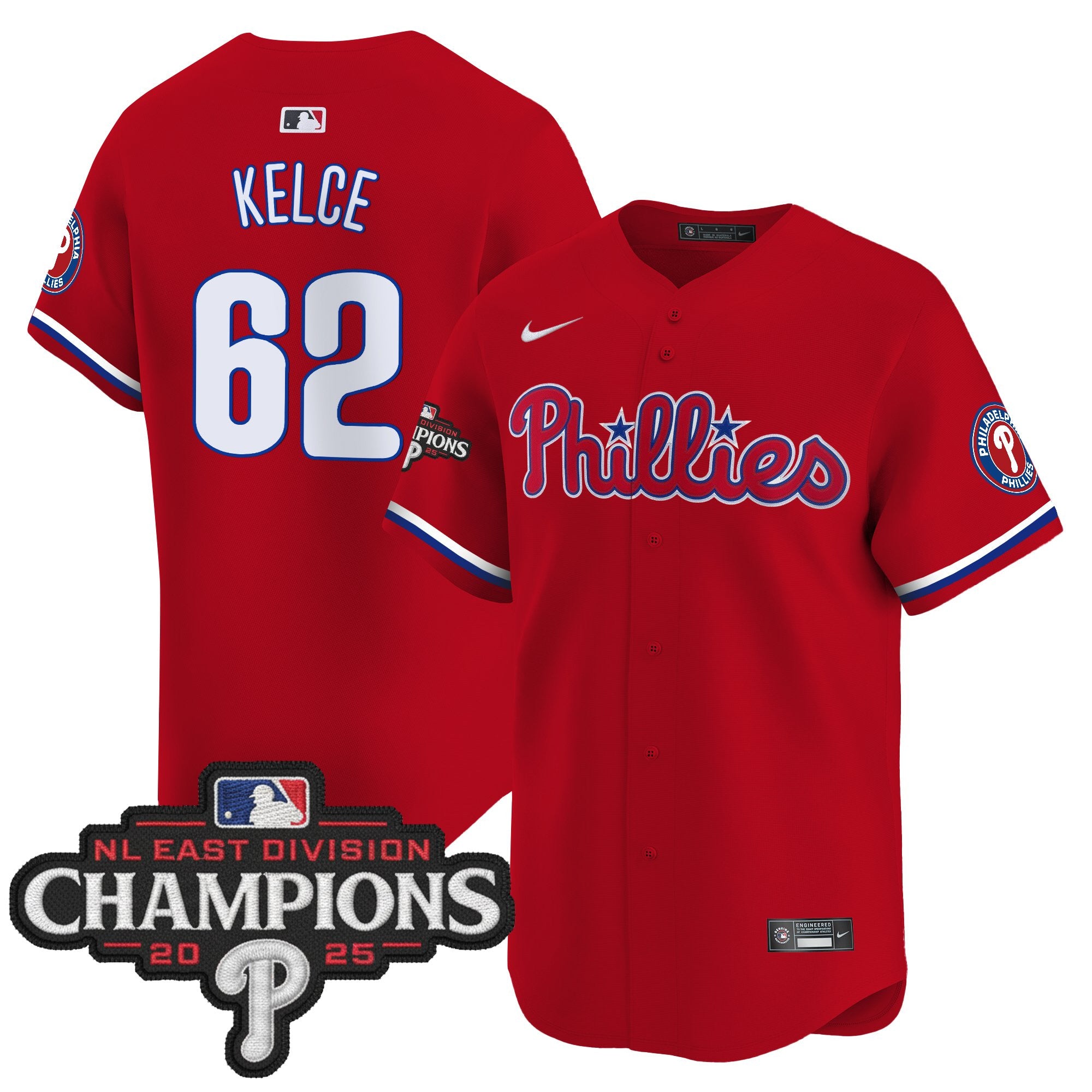 Men's Philadelphia Phillies 2025 NL East Division Champions Patch Vapor Premier Limited Jersey - All Stitched