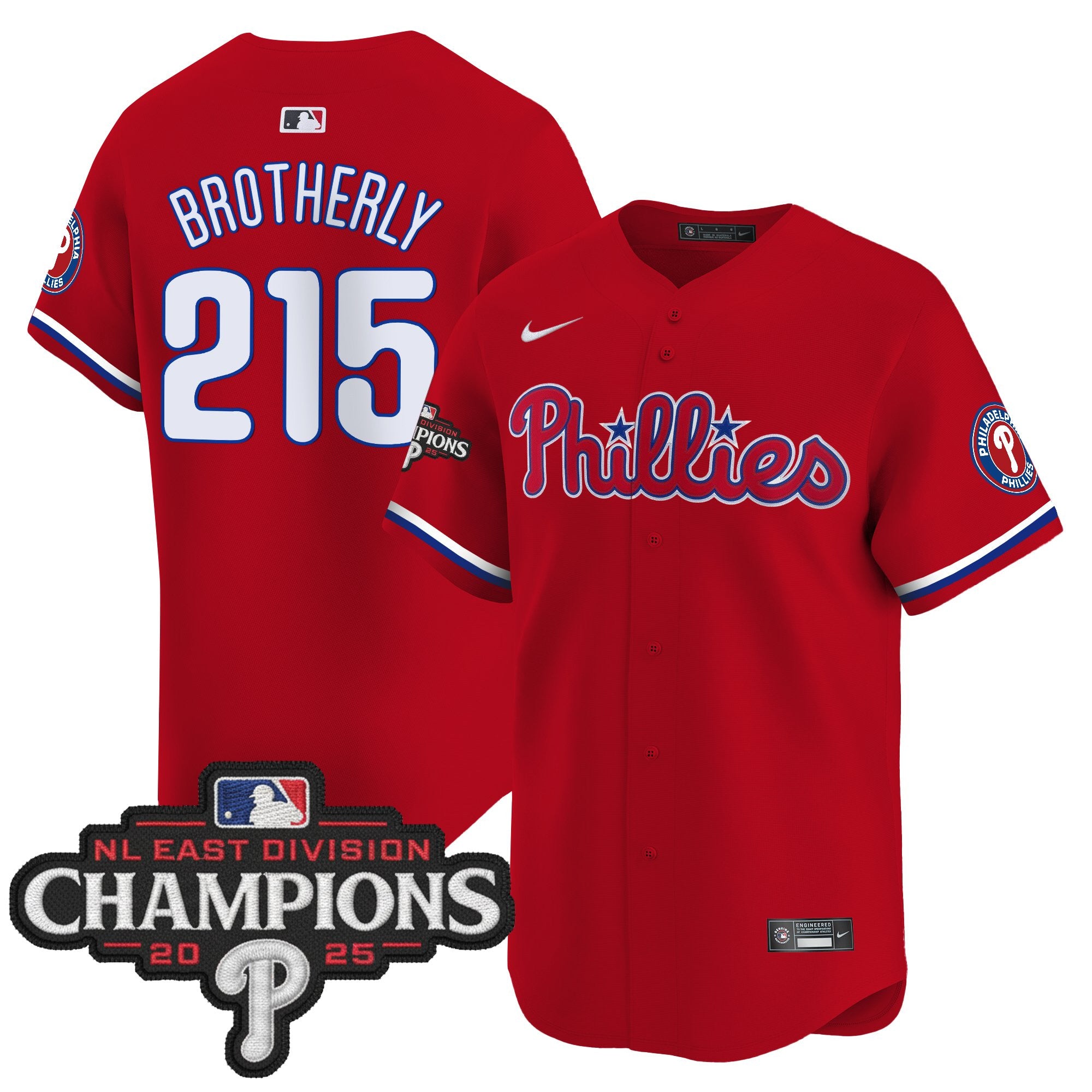 Men's Philadelphia Phillies 2025 NL East Division Champions Patch Vapor Premier Limited Jersey - All Stitched