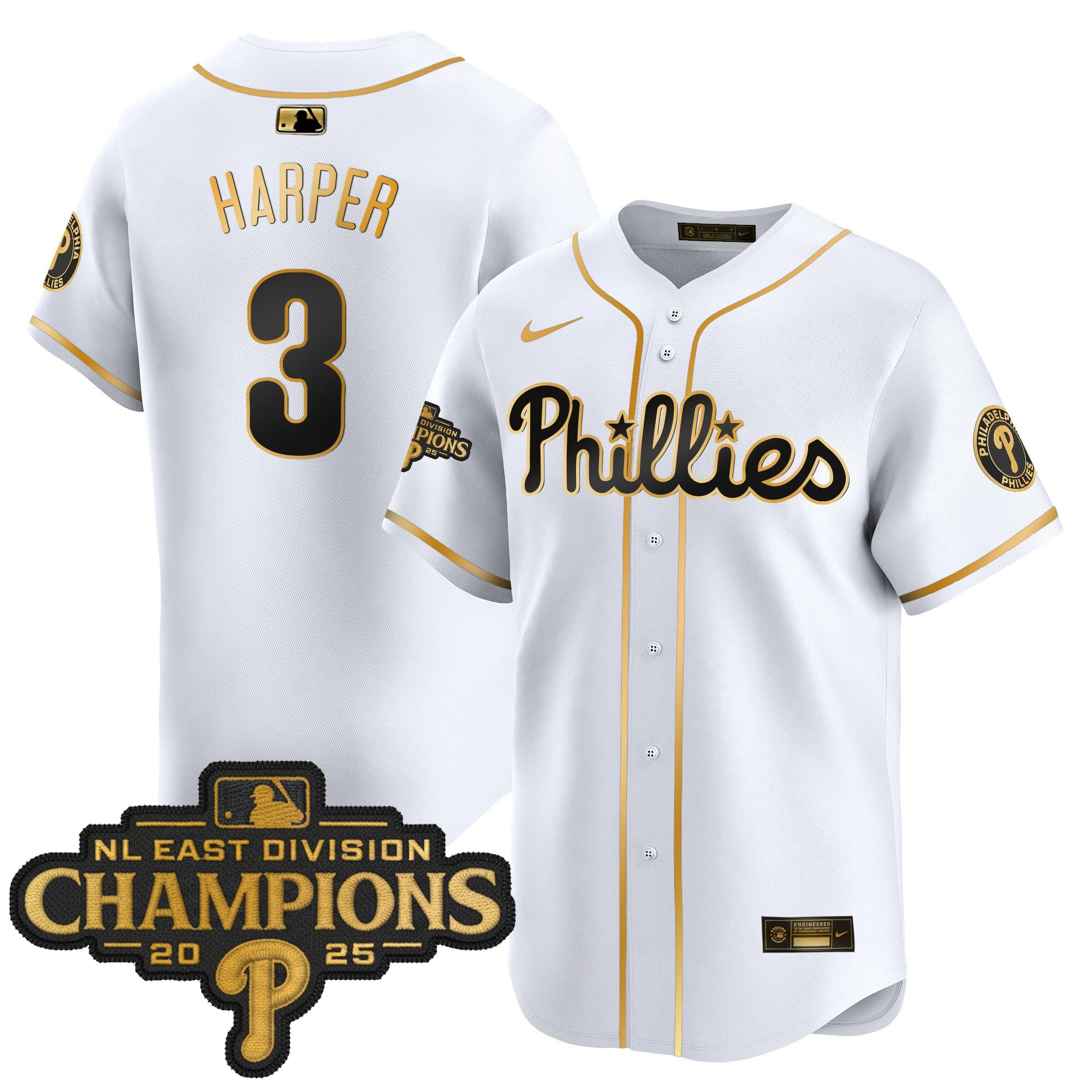 Men's Philadelphia Phillies 2025 NL East Division Champions Patch Vapor Premier Limited Jersey - All Stitched