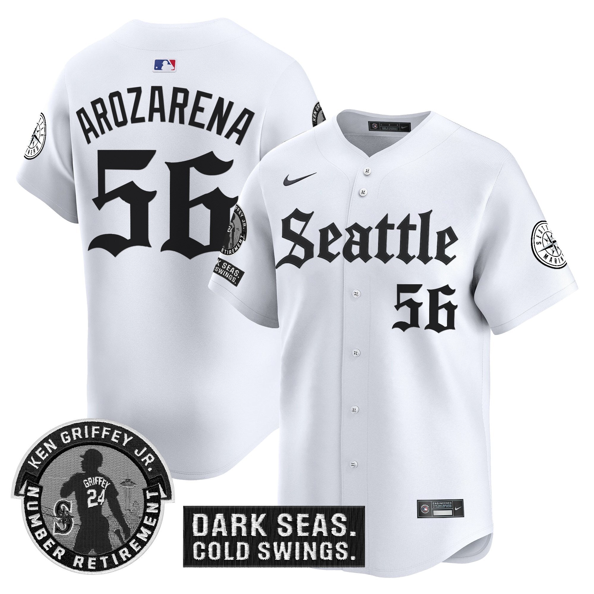 Men's Seattle Mariners 'Gothic Edition' Vapor Premier Limited Jersey - Ken Griffey Jr. Patch - All Stitched