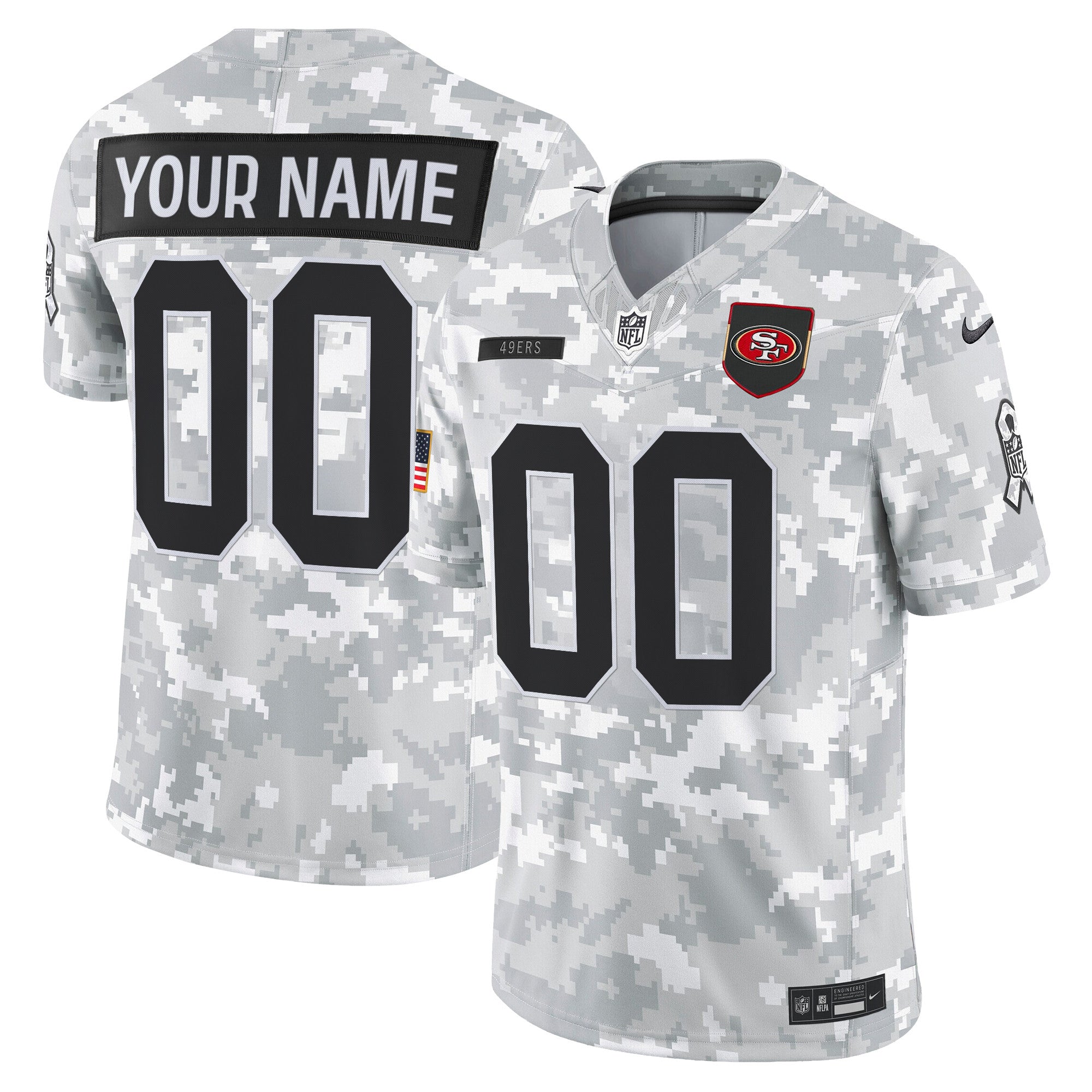 San Francisco 49ers 2025 Salute to Service Vapor Limited Custom Jersey - All Stitched