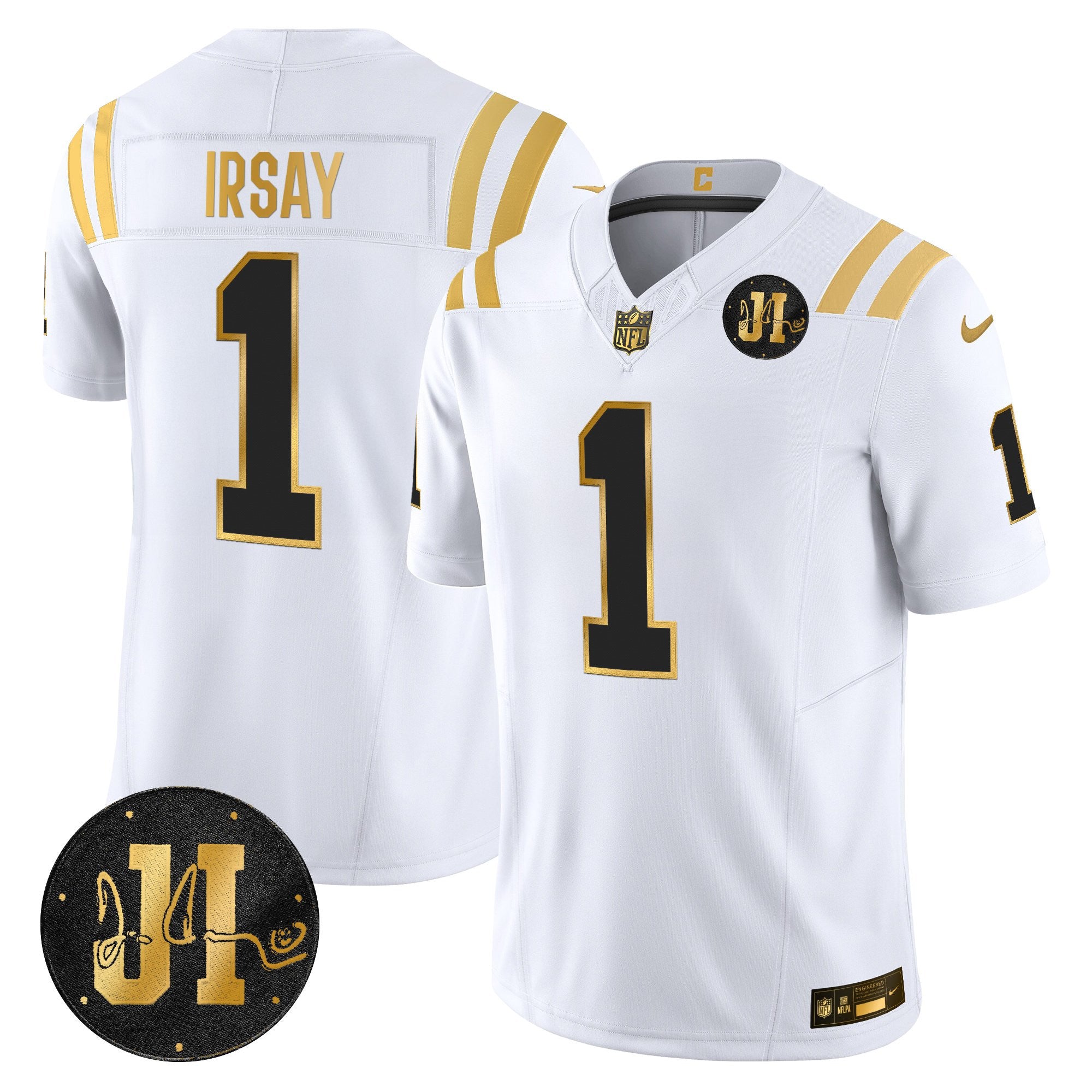 Men's Indianapolis Colts 2025 Jim Irsay Patch Gold Vapor Limited Jersey - All Stitched