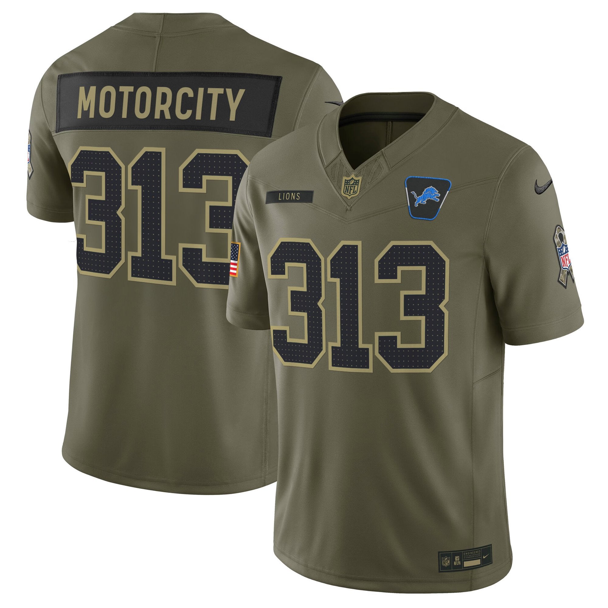 Men's Detroit Lions 2025 Salute to Service Vapor Limited Jersey - All Stitched
