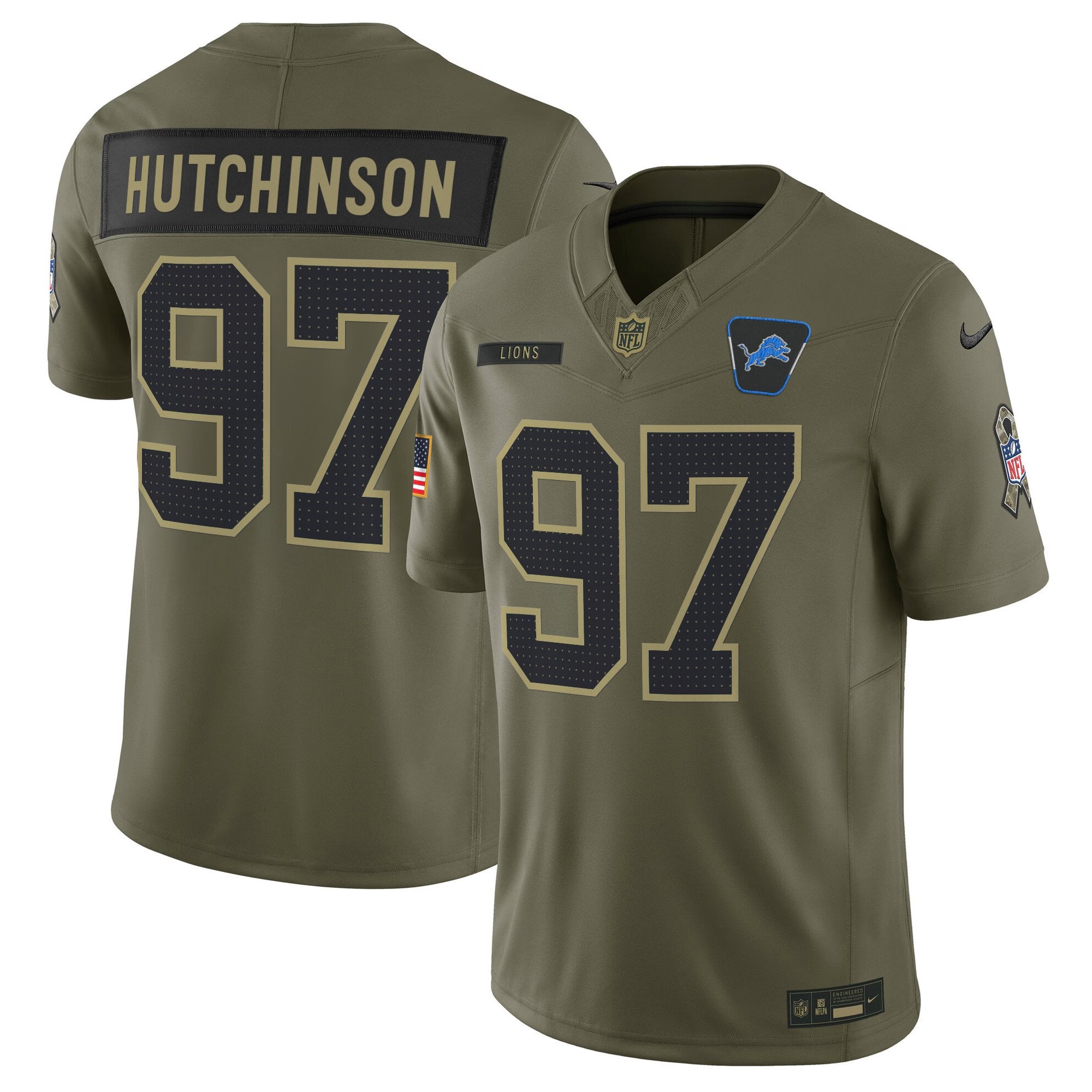 Men's Detroit Lions 2025 Salute to Service Vapor Limited Jersey - All Stitched