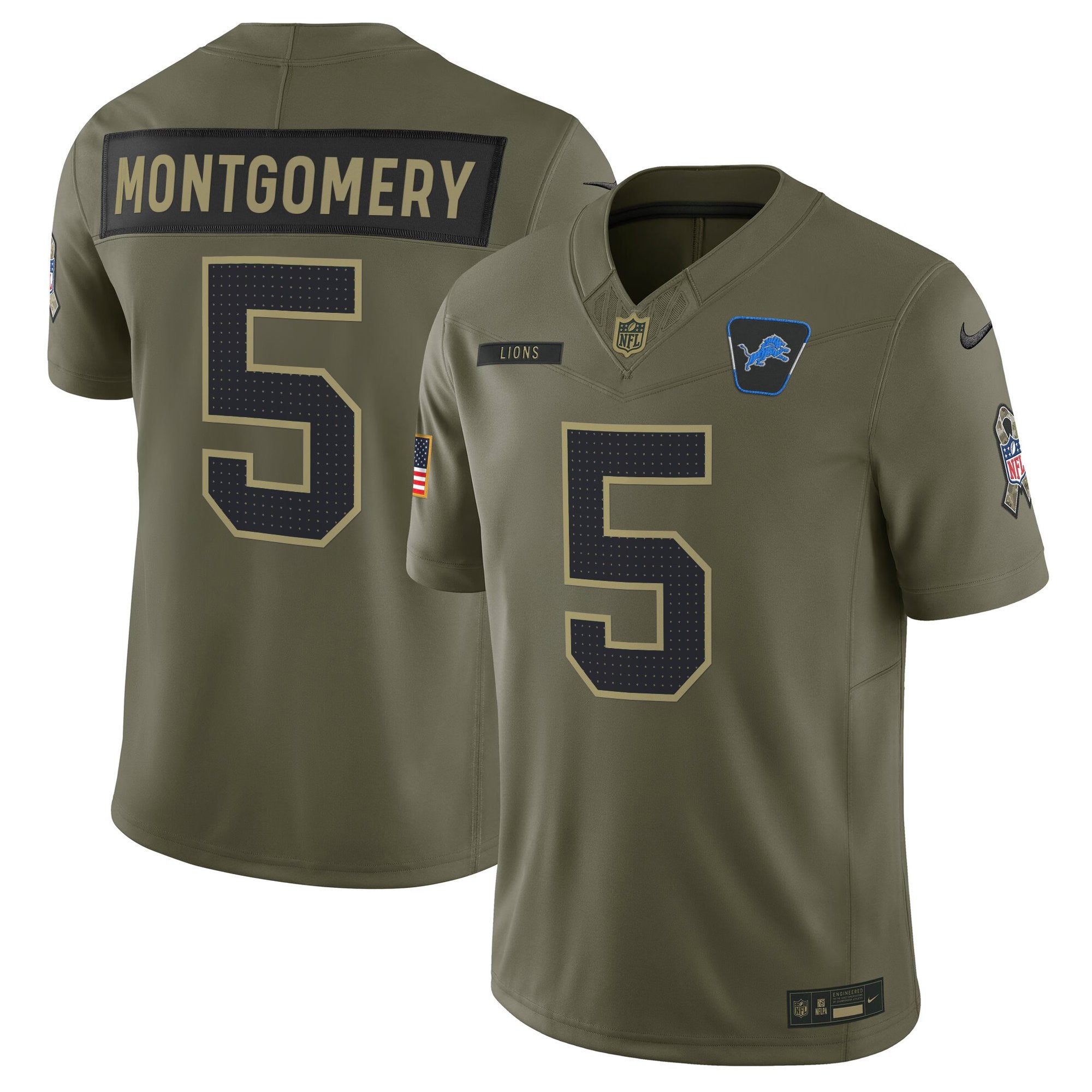 Men's Detroit Lions 2025 Salute to Service Vapor Limited Jersey - All Stitched