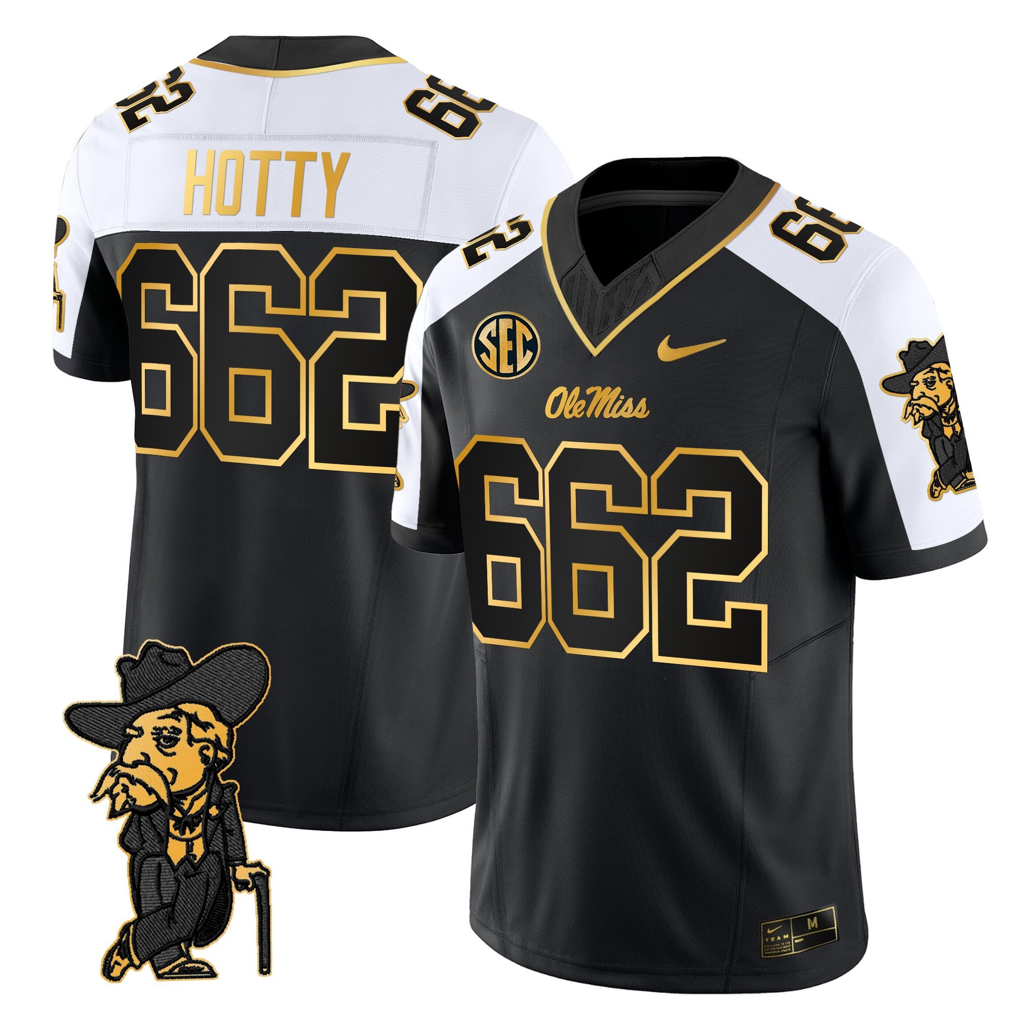 Men's Ole Miss Rebels 2025 Gold Vapor Limited Jersey - All Stitched