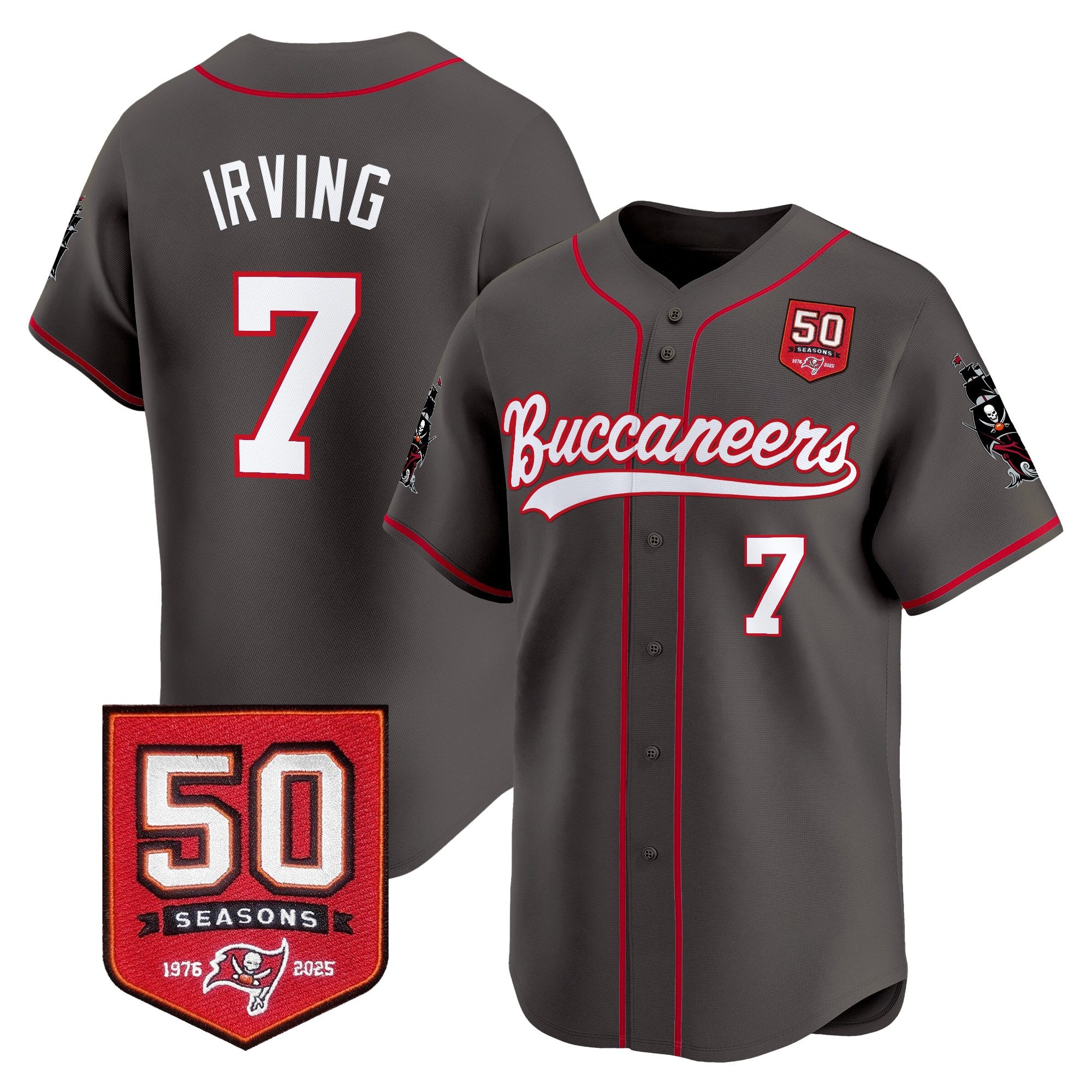 Men's Tampa Bay Buccaneers 50th Season Patch Vapor Baseball Jersey - All Stitched