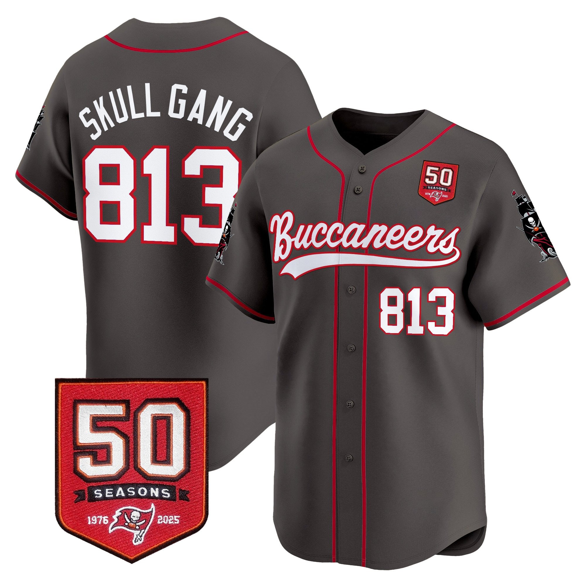 Men's Tampa Bay Buccaneers 50th Season Patch Vapor Baseball Jersey - All Stitched