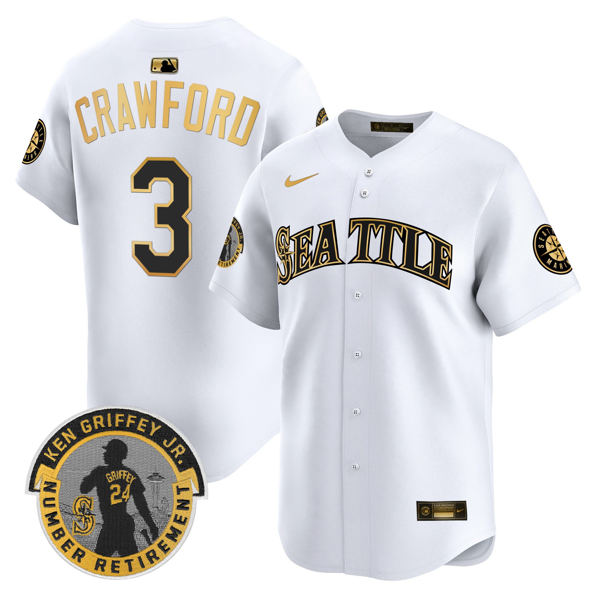 Men's Seattle Mariners 2025 Ken Griffey Jr. Patch Vapor Premier Limited Jersey - All Stitched