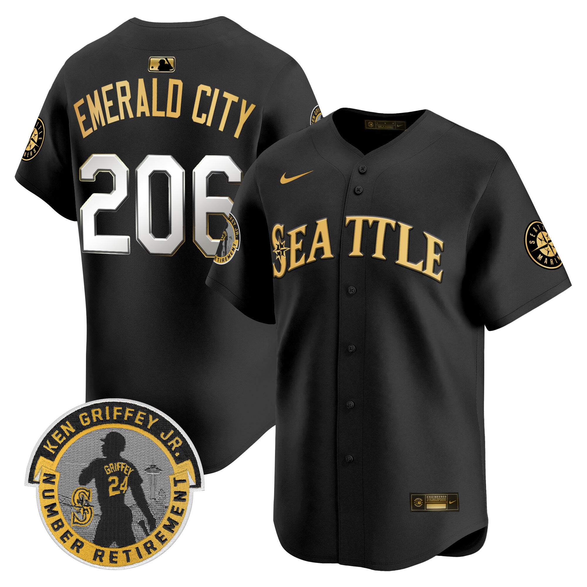 Men's Seattle Mariners 2025 Ken Griffey Jr. Patch Vapor Premier Limited Jersey - All Stitched
