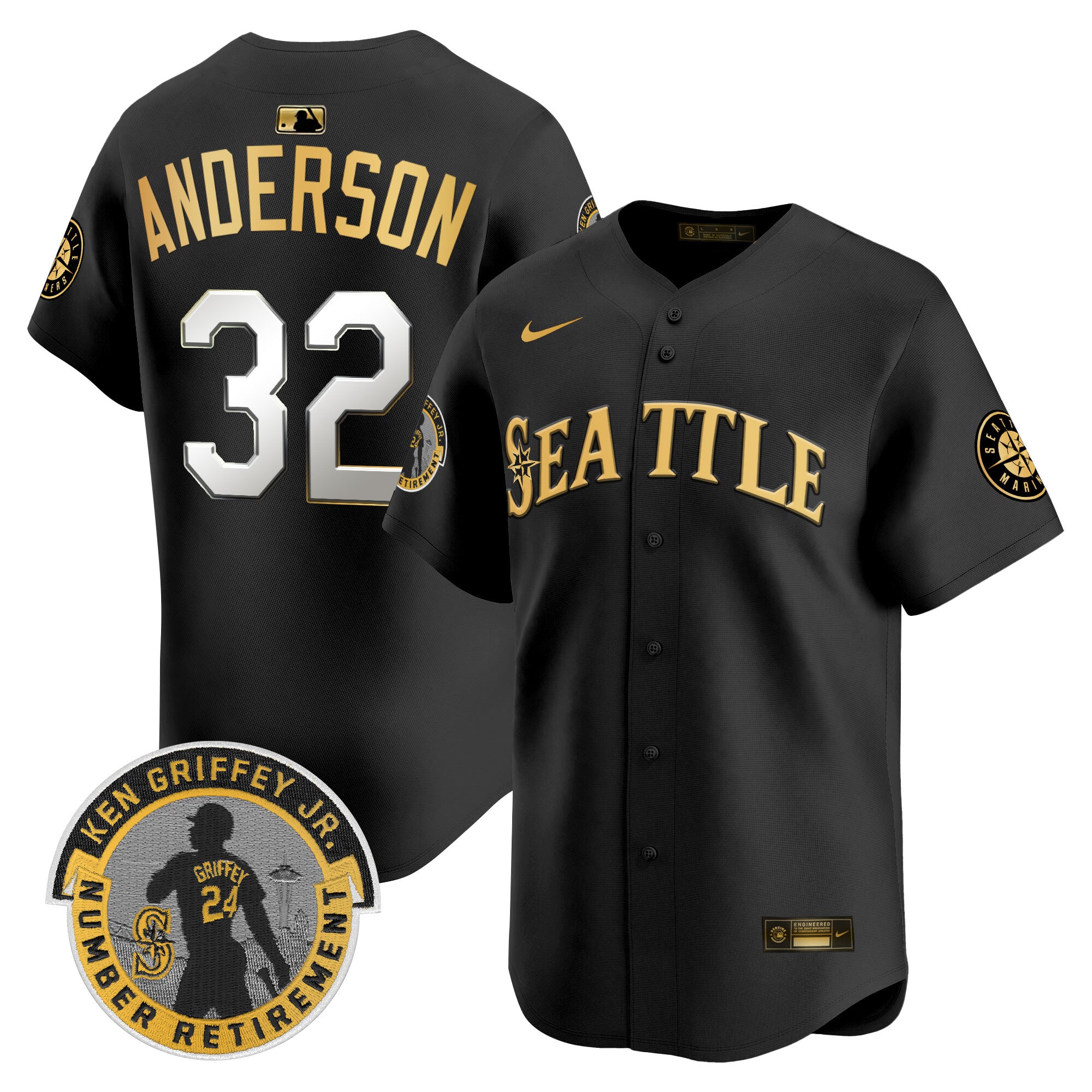 Men's Seattle Mariners 2025 Ken Griffey Jr. Patch Vapor Premier Limited Jersey - All Stitched