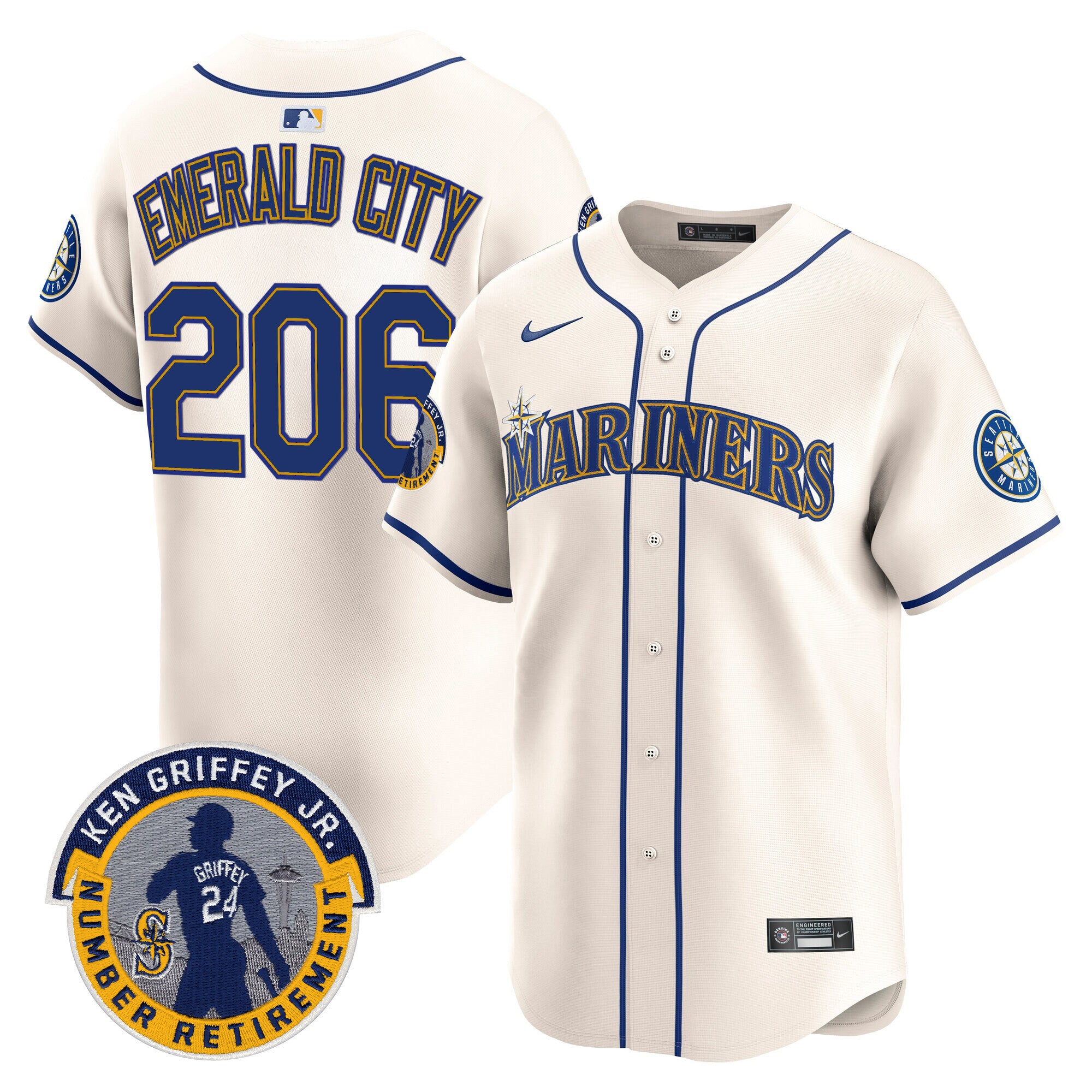 Men's Seattle Mariners 2025 Ken Griffey Jr. Patch Vapor Premier Limited Jersey - All Stitched