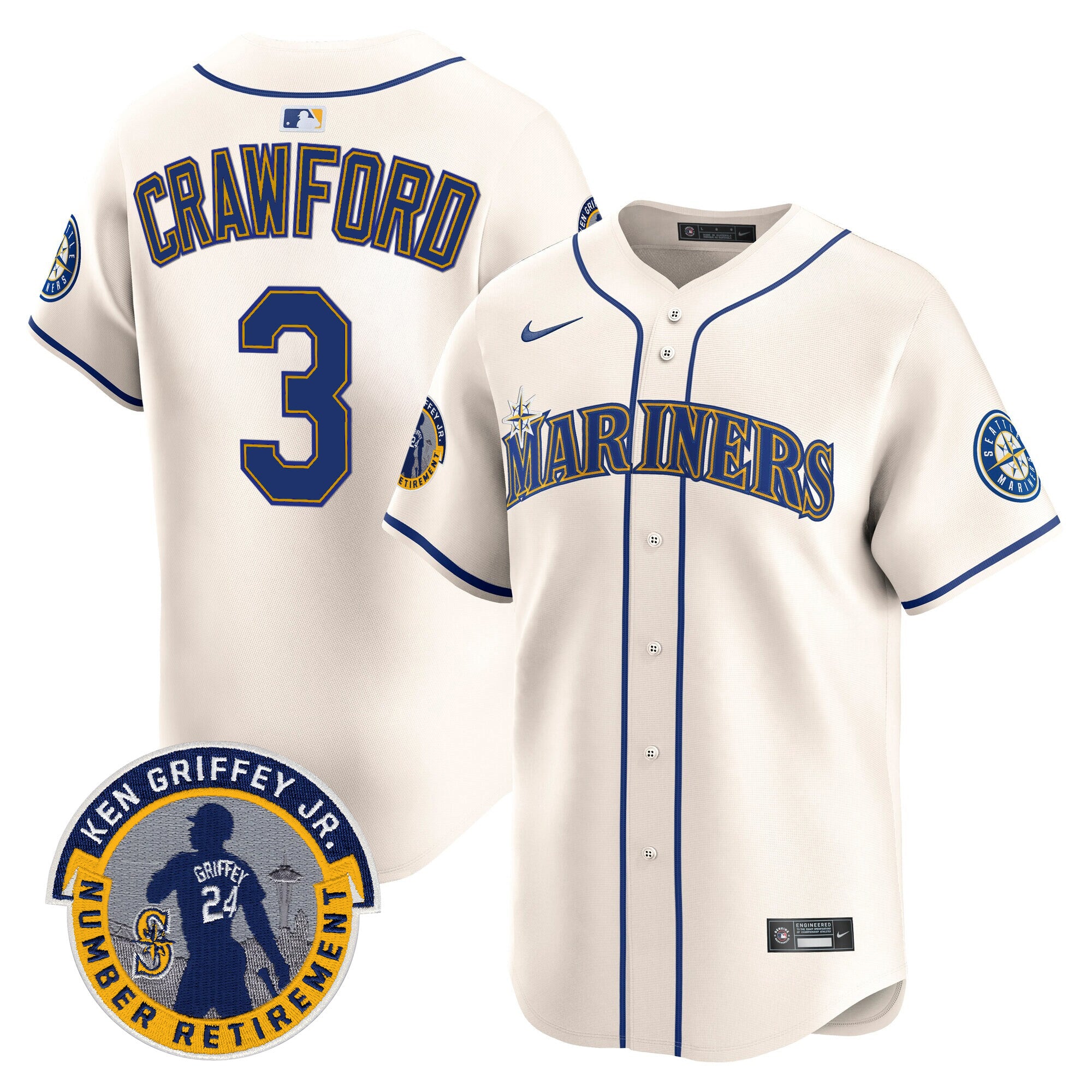 Men's Seattle Mariners 2025 Ken Griffey Jr. Patch Vapor Premier Limited Jersey - All Stitched