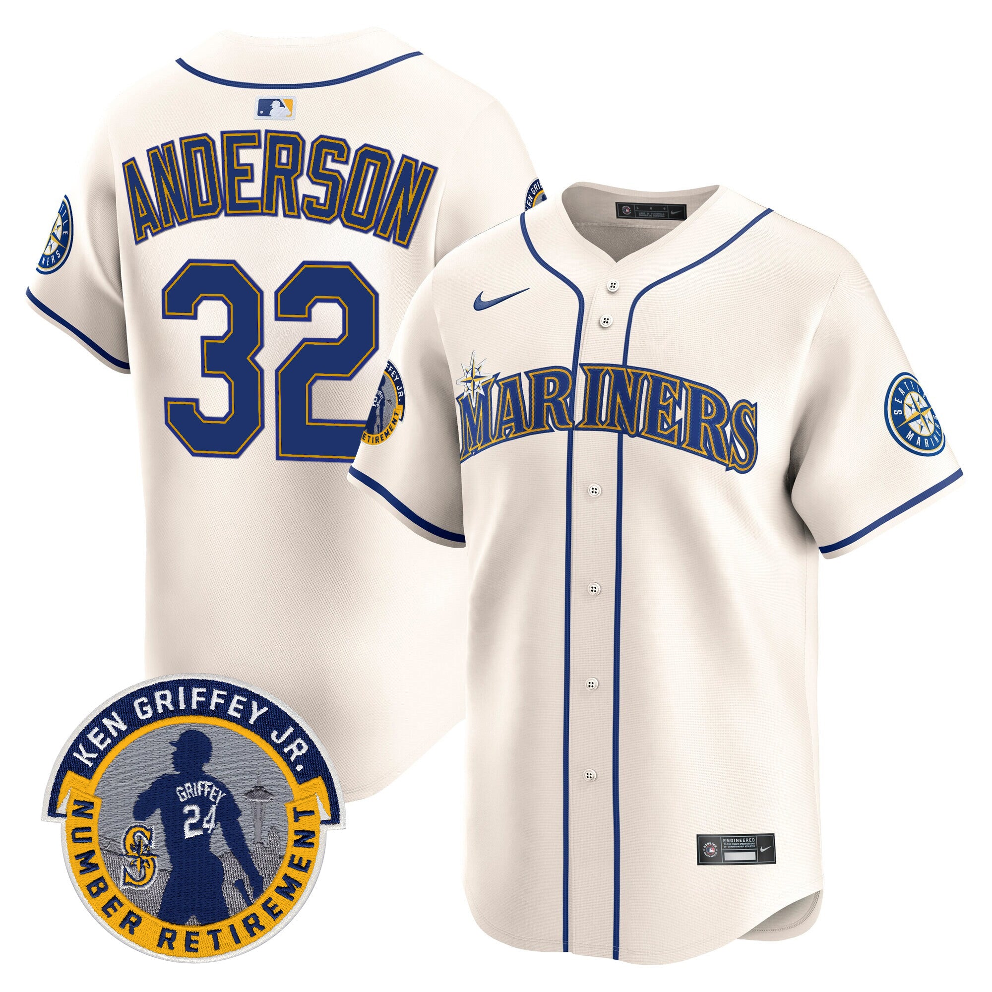 Men's Seattle Mariners 2025 Ken Griffey Jr. Patch Vapor Premier Limited Jersey - All Stitched