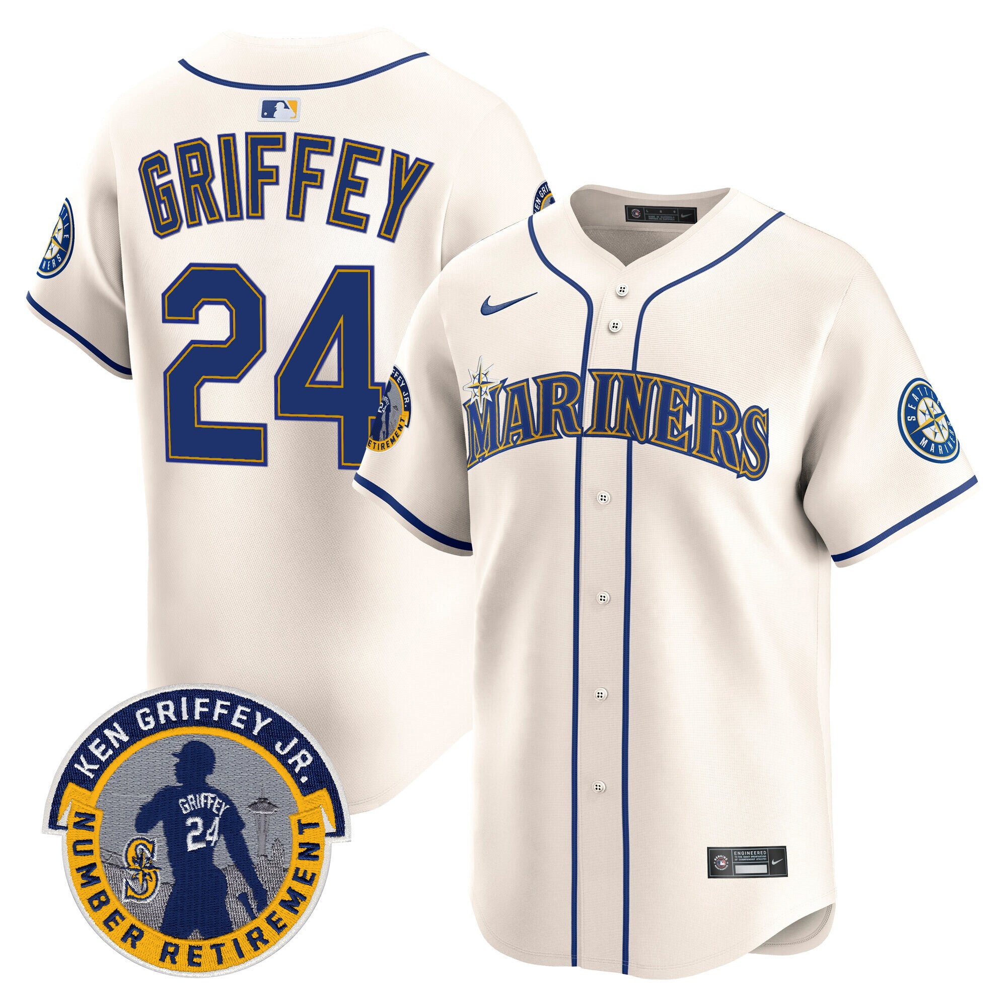 Men's Seattle Mariners 2025 Ken Griffey Jr. Patch Vapor Premier Limited Jersey - All Stitched