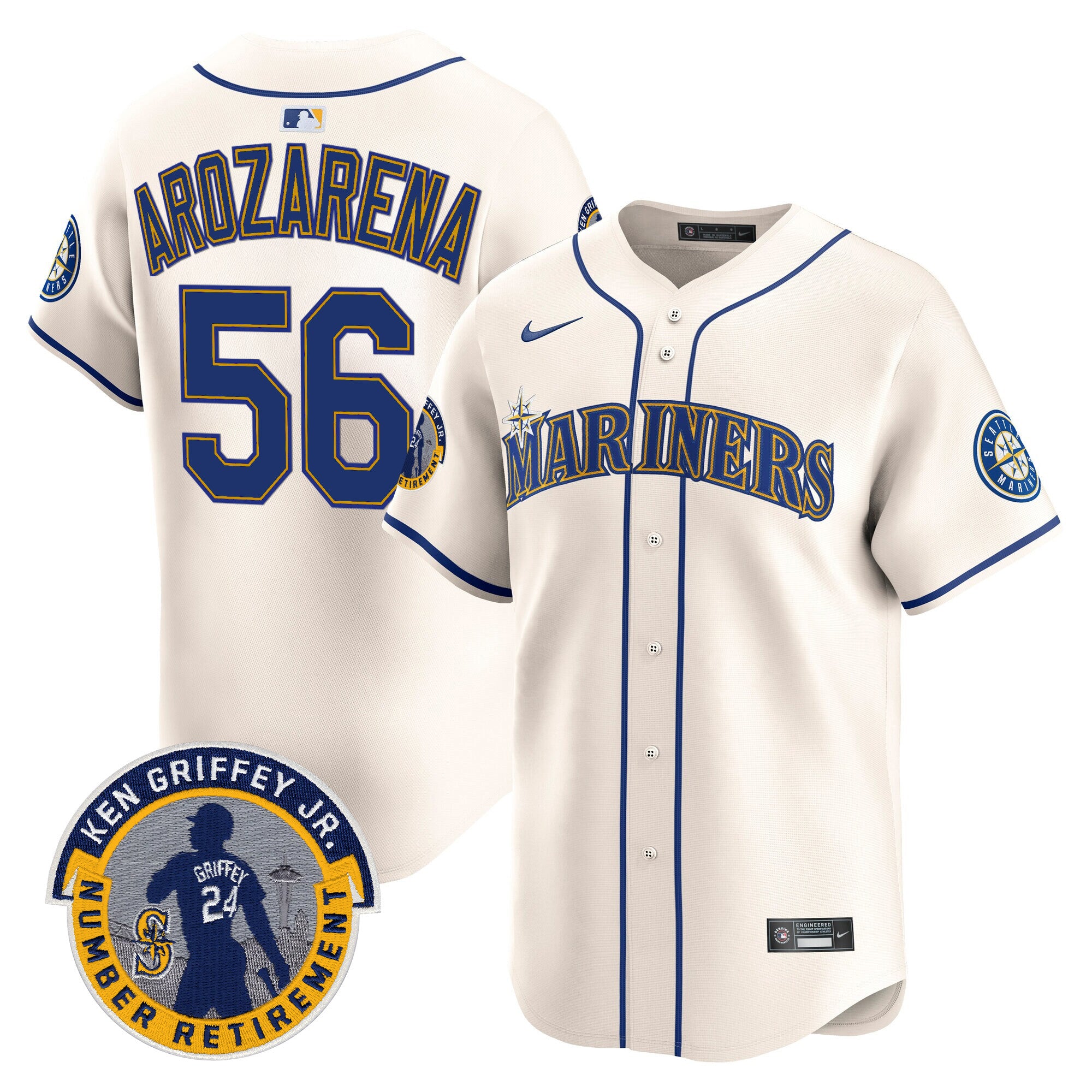 Men's Seattle Mariners 2025 Ken Griffey Jr. Patch Vapor Premier Limited Jersey - All Stitched