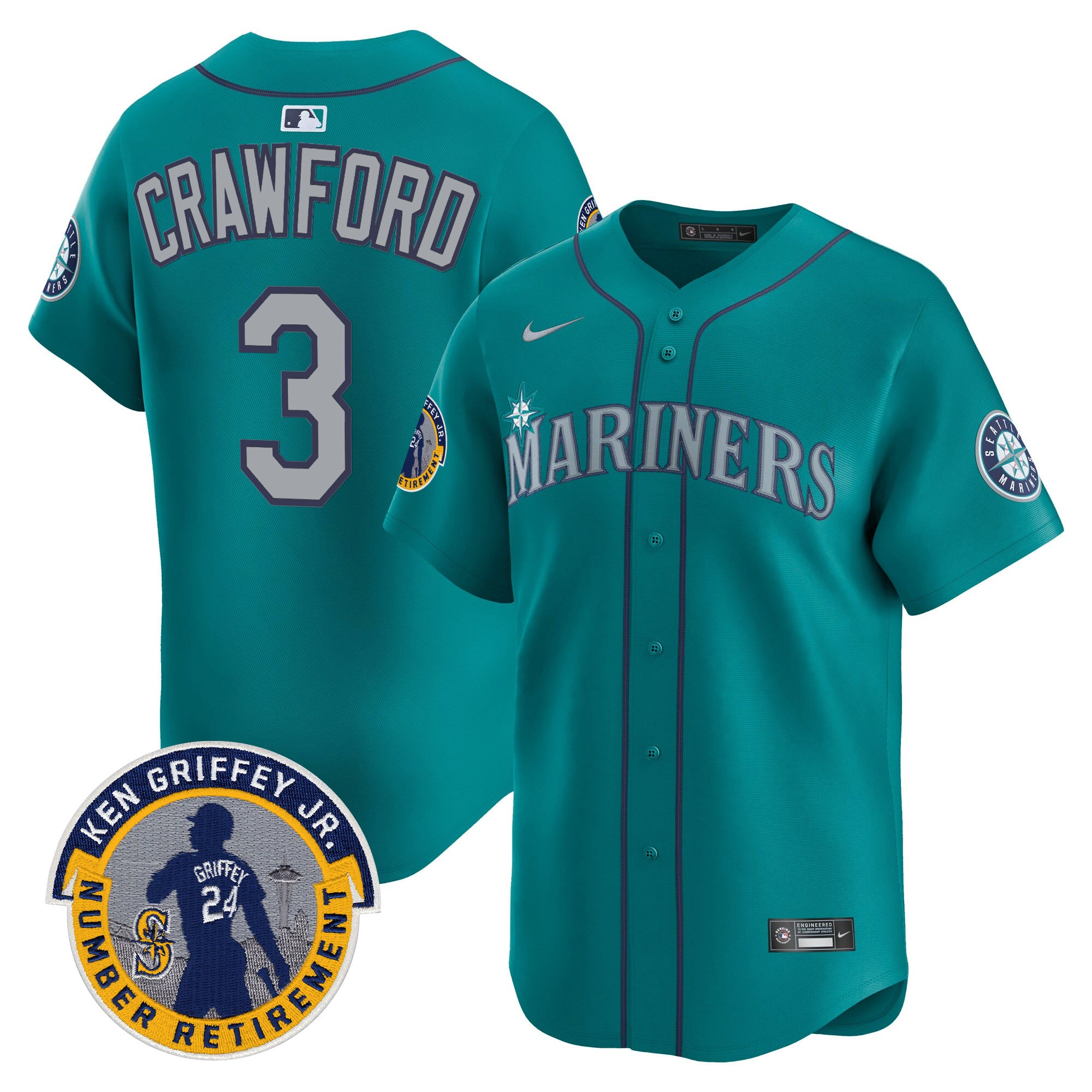 Men's Seattle Mariners 2025 Ken Griffey Jr. Patch Vapor Premier Limited Jersey - All Stitched