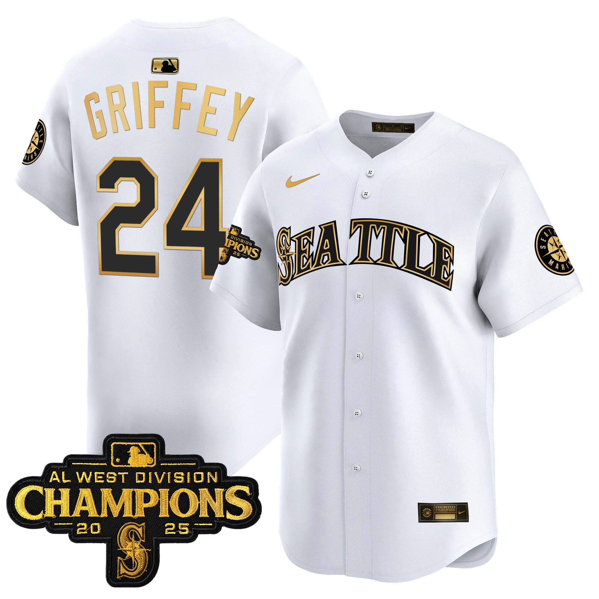 Men's Seattle Mariners 2025 AL West Division Champions Vapor Premier Jersey - All Stitched