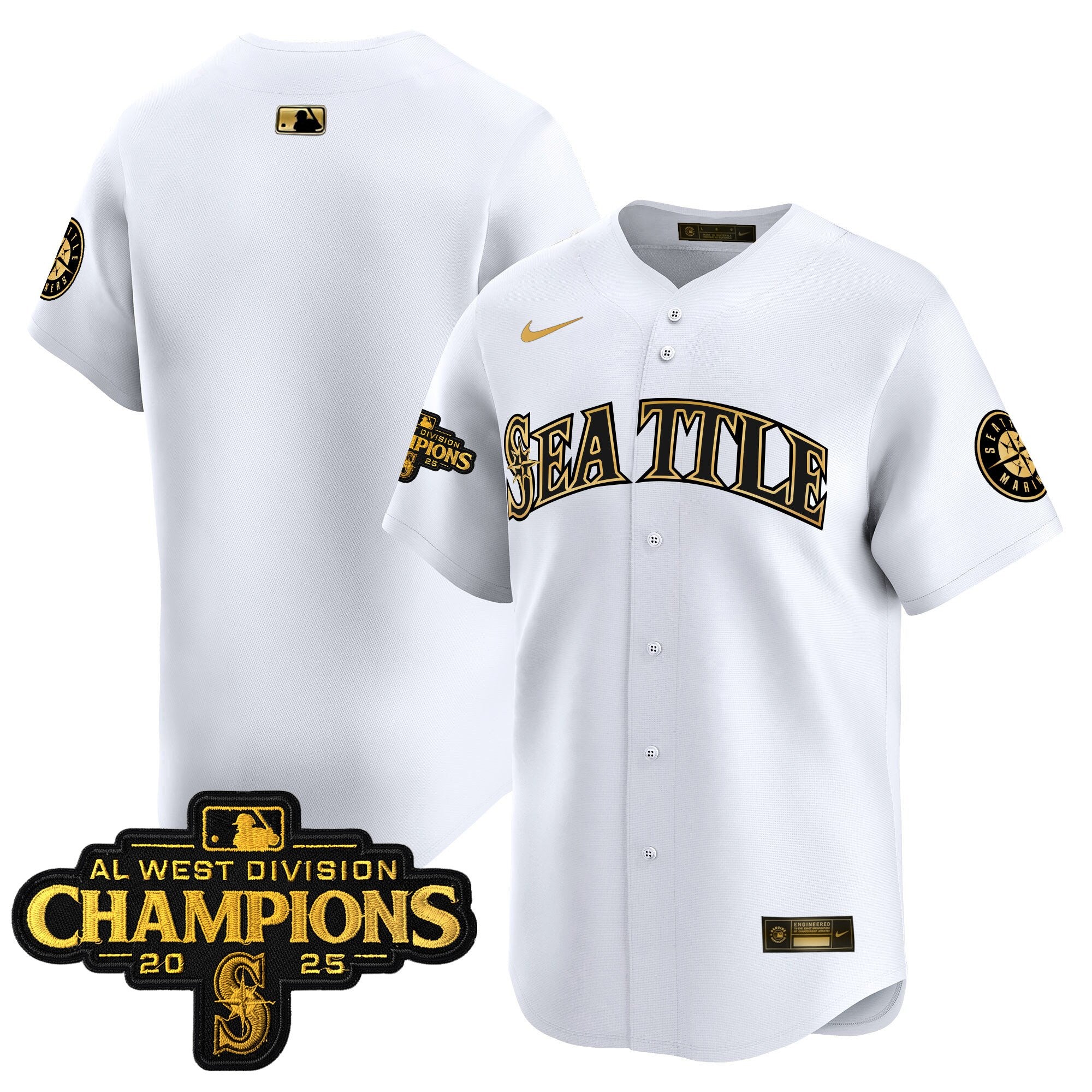 Men's Seattle Mariners 2025 AL West Division Champions Vapor Premier Jersey - All Stitched