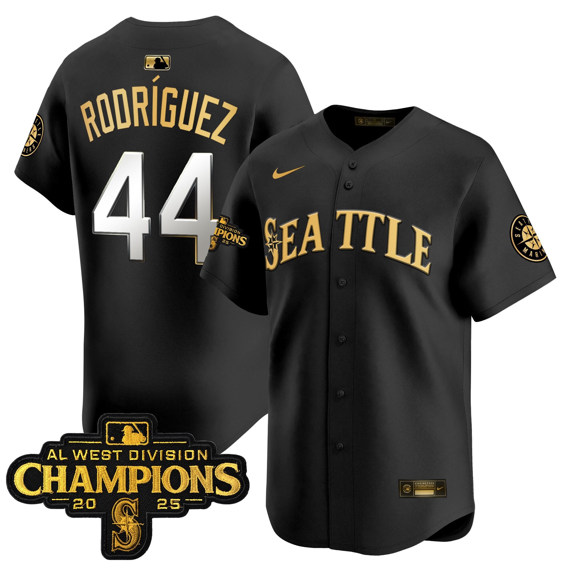 Men's Seattle Mariners 2025 AL West Division Champions Vapor Premier Jersey - All Stitched