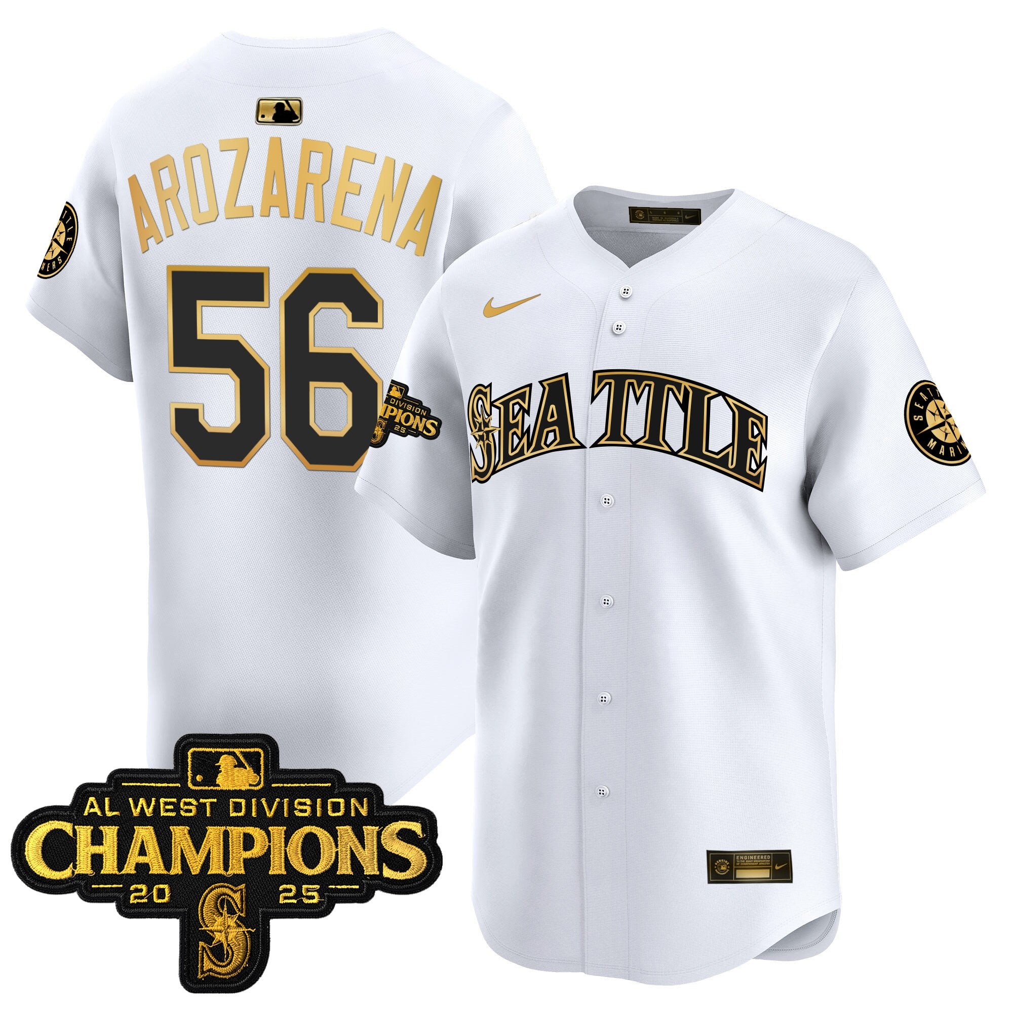 Men's Seattle Mariners 2025 AL West Division Champions Vapor Premier Jersey - All Stitched