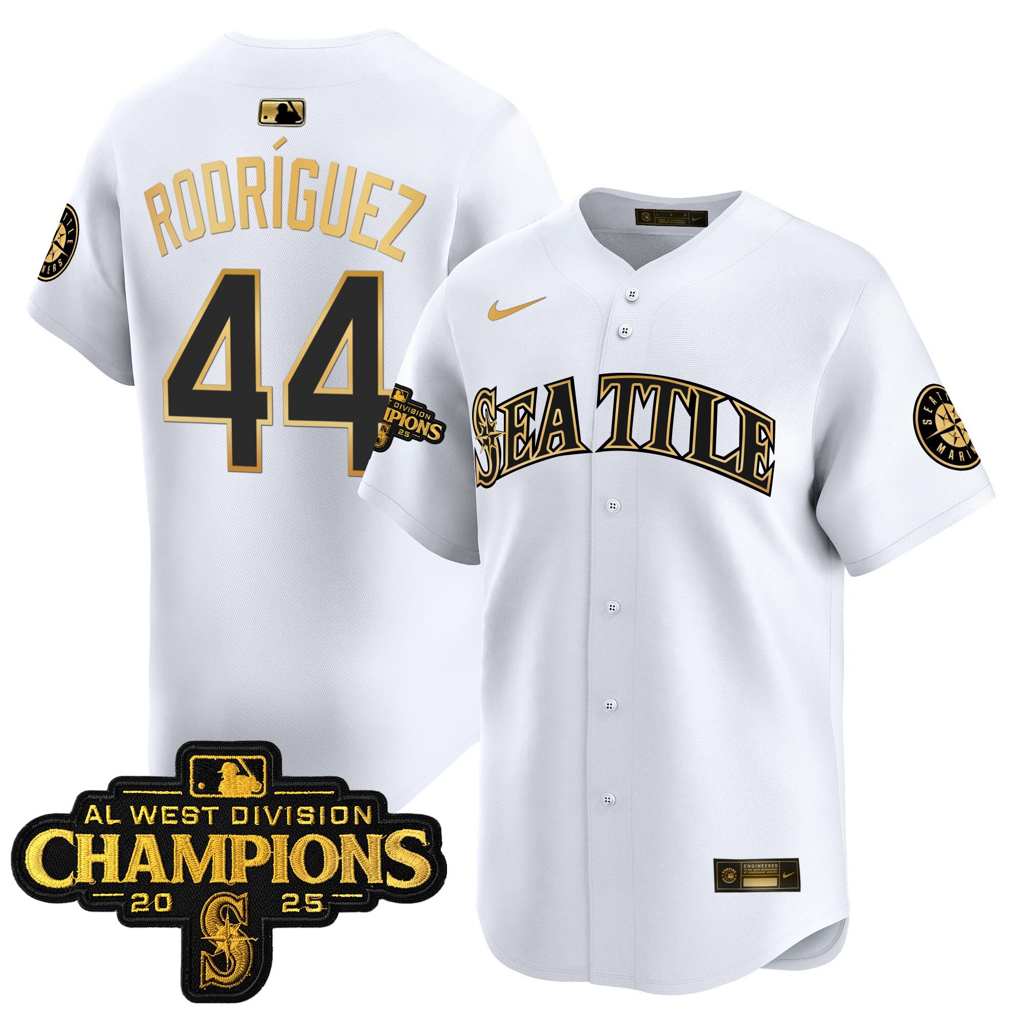Men's Seattle Mariners 2025 AL West Division Champions Vapor Premier Jersey - All Stitched