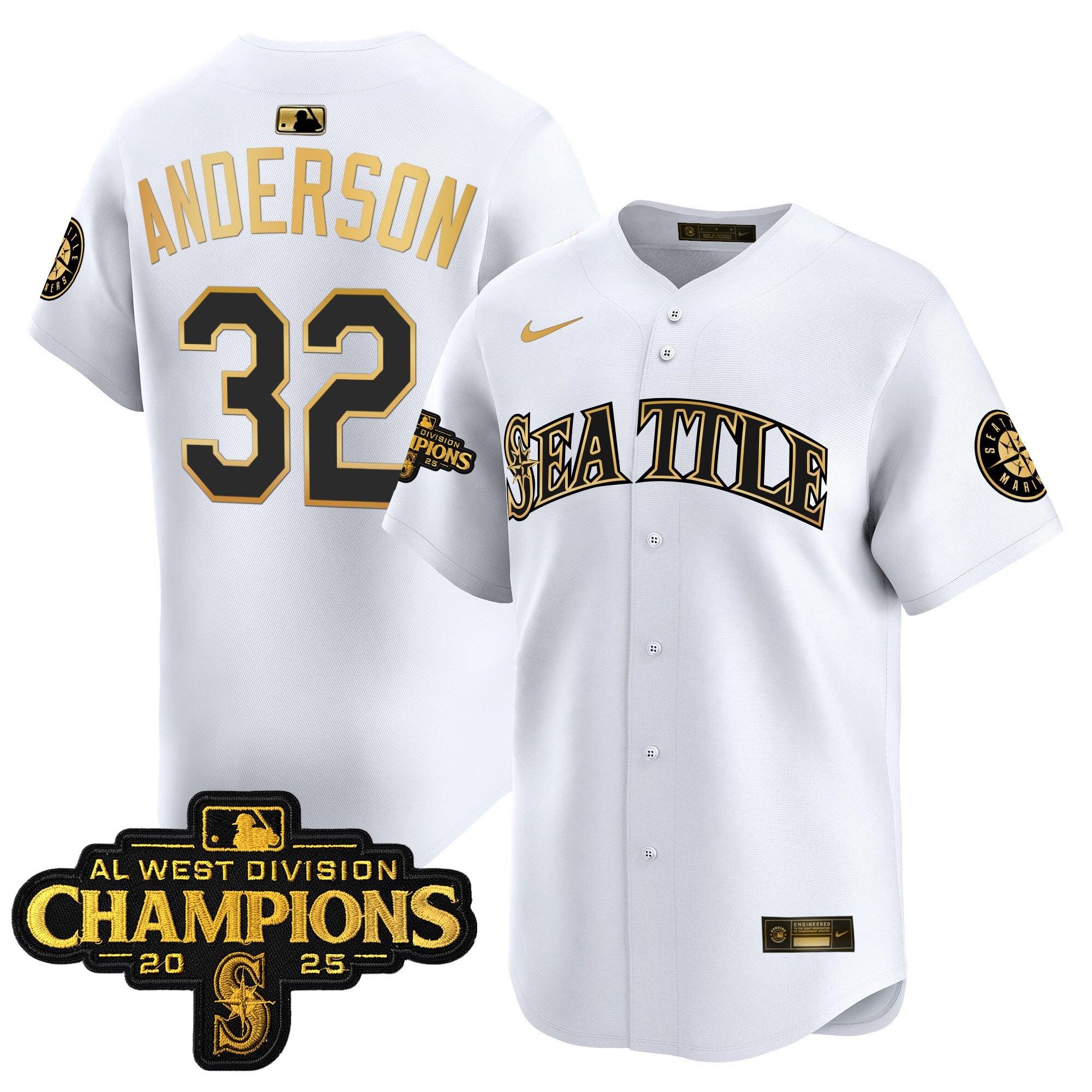 Men's Seattle Mariners 2025 AL West Division Champions Vapor Premier Jersey - All Stitched