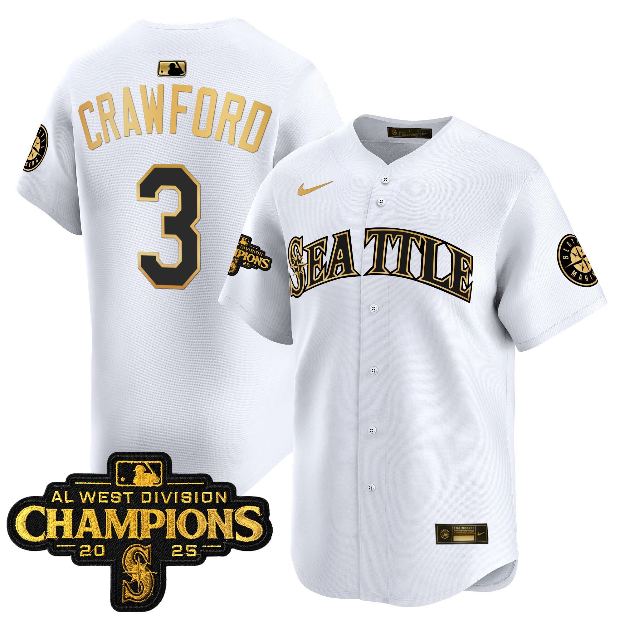 Men's Seattle Mariners 2025 AL West Division Champions Vapor Premier Jersey - All Stitched