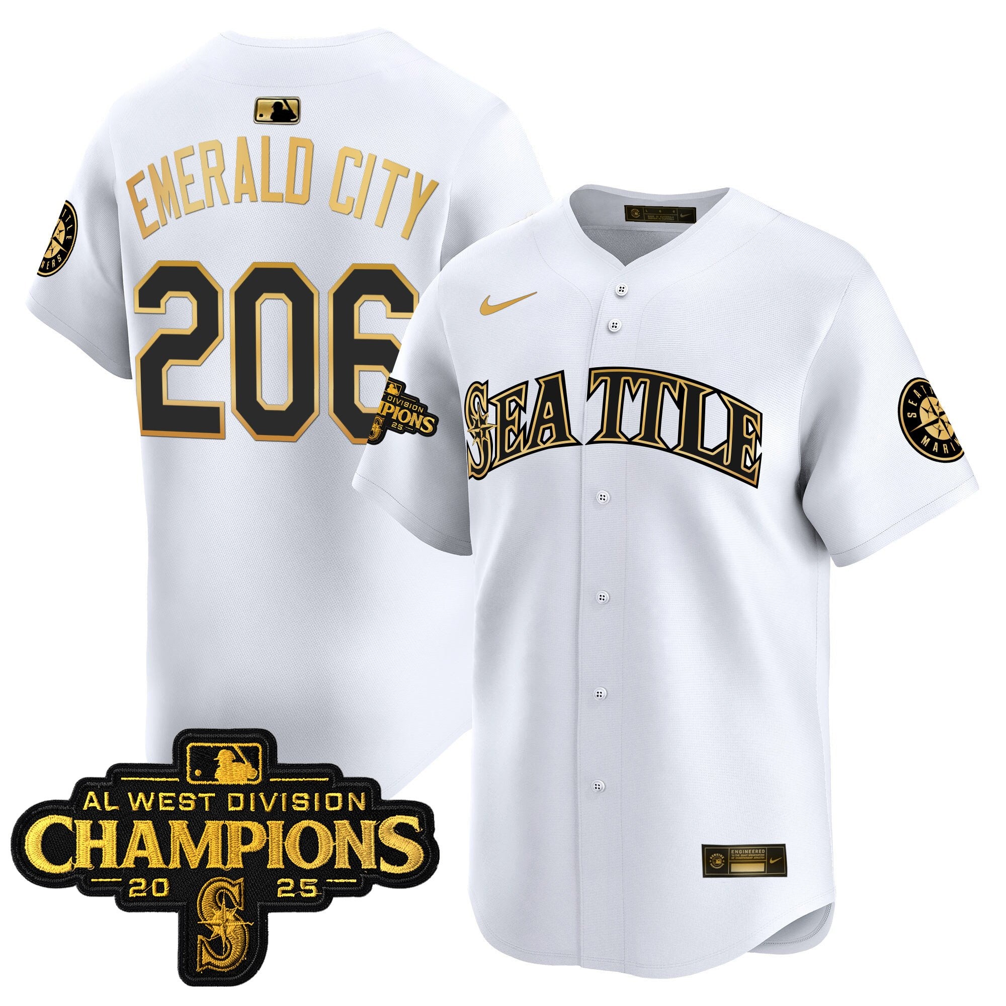 Men's Seattle Mariners 2025 AL West Division Champions Vapor Premier Jersey - All Stitched
