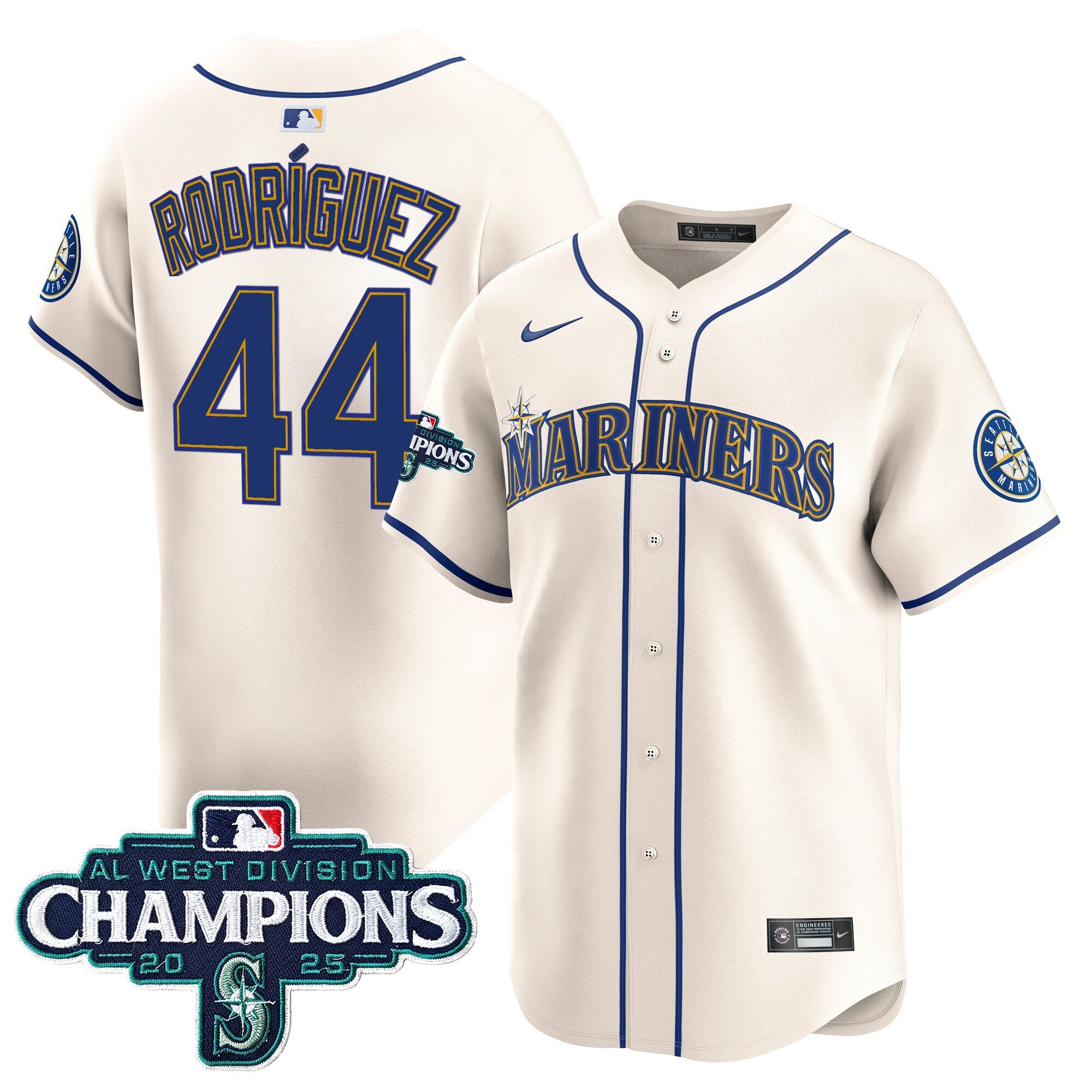 Men's Seattle Mariners 2025 AL West Division Champions Vapor Premier Jersey - All Stitched