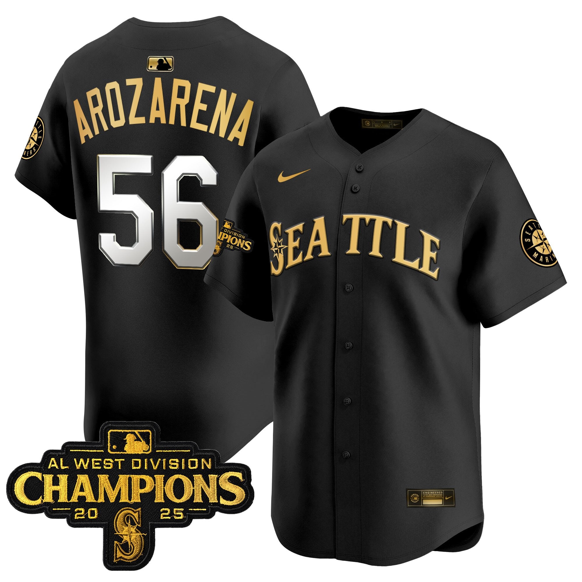 Men's Seattle Mariners 2025 AL West Division Champions Vapor Premier Jersey - All Stitched