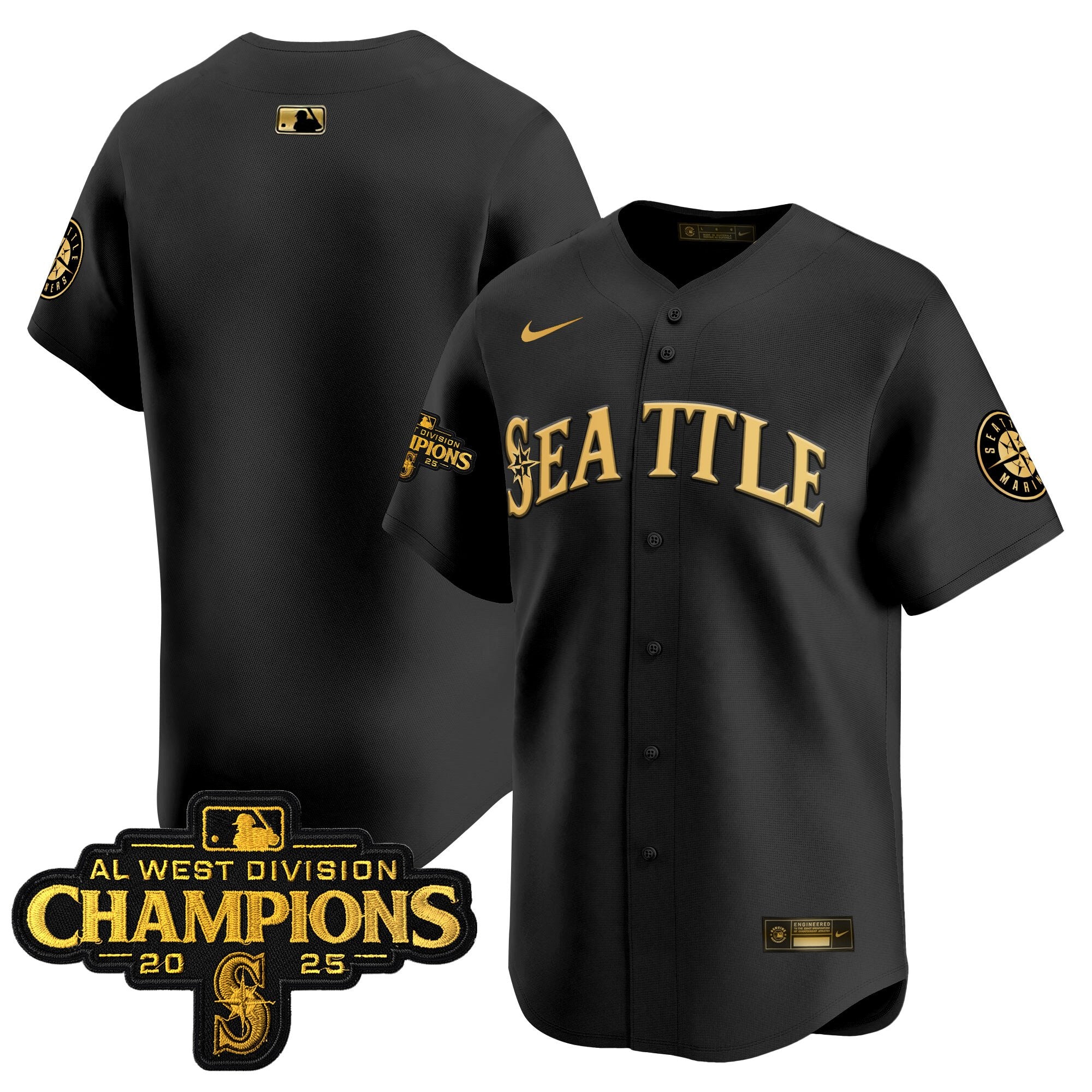 Men's Seattle Mariners 2025 AL West Division Champions Vapor Premier Jersey - All Stitched