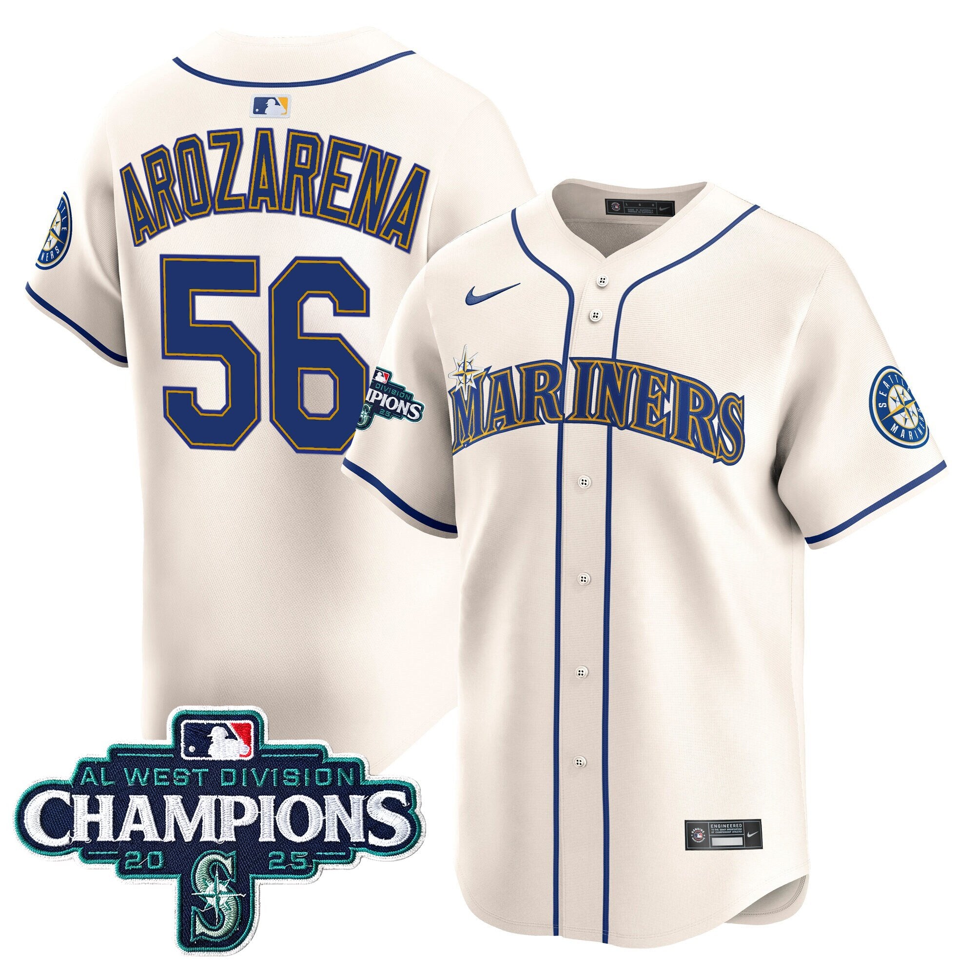 Men's Seattle Mariners 2025 AL West Division Champions Vapor Premier Jersey - All Stitched