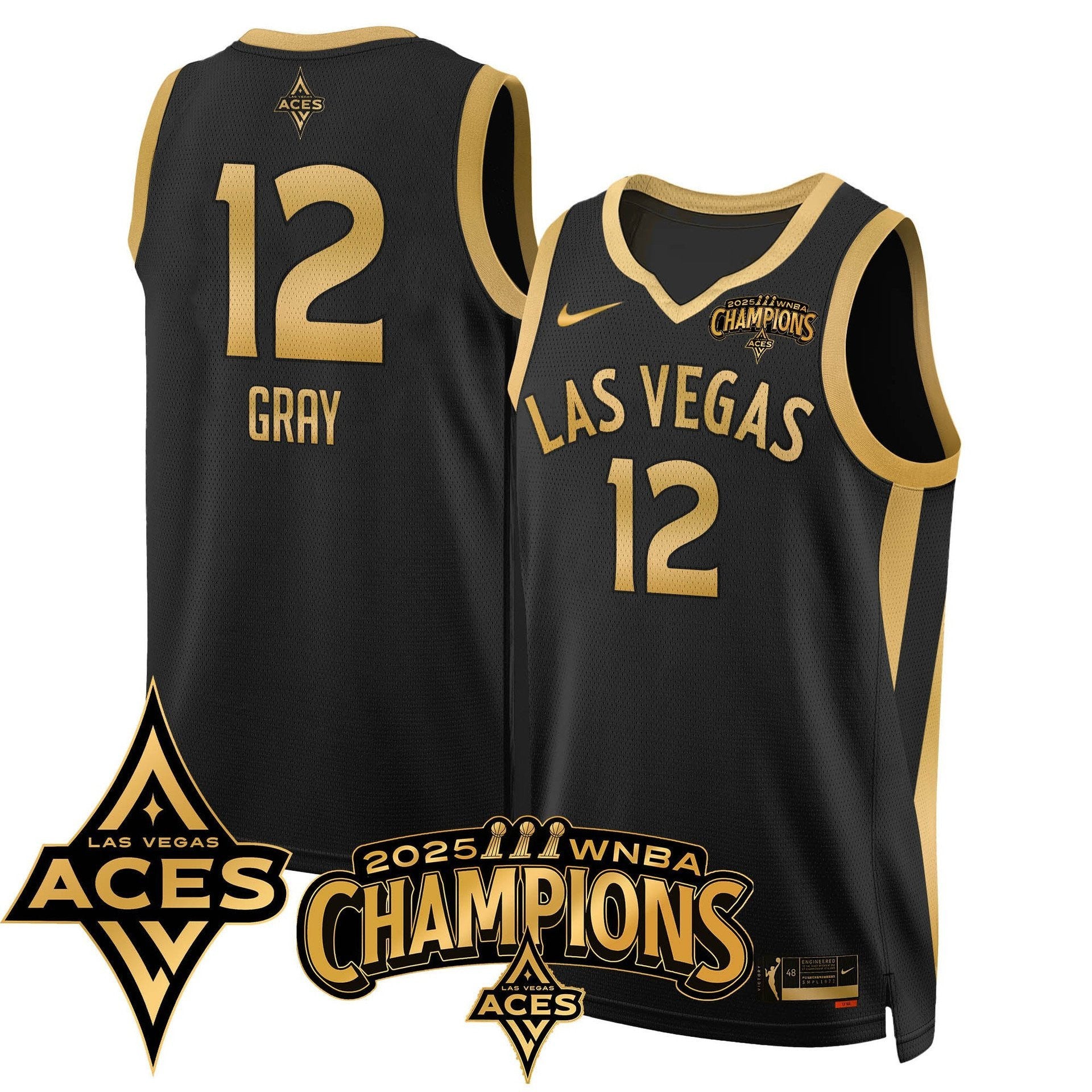 Men's Las Vegas Aces 2025 WNBA Championship Jersey - All Stitched